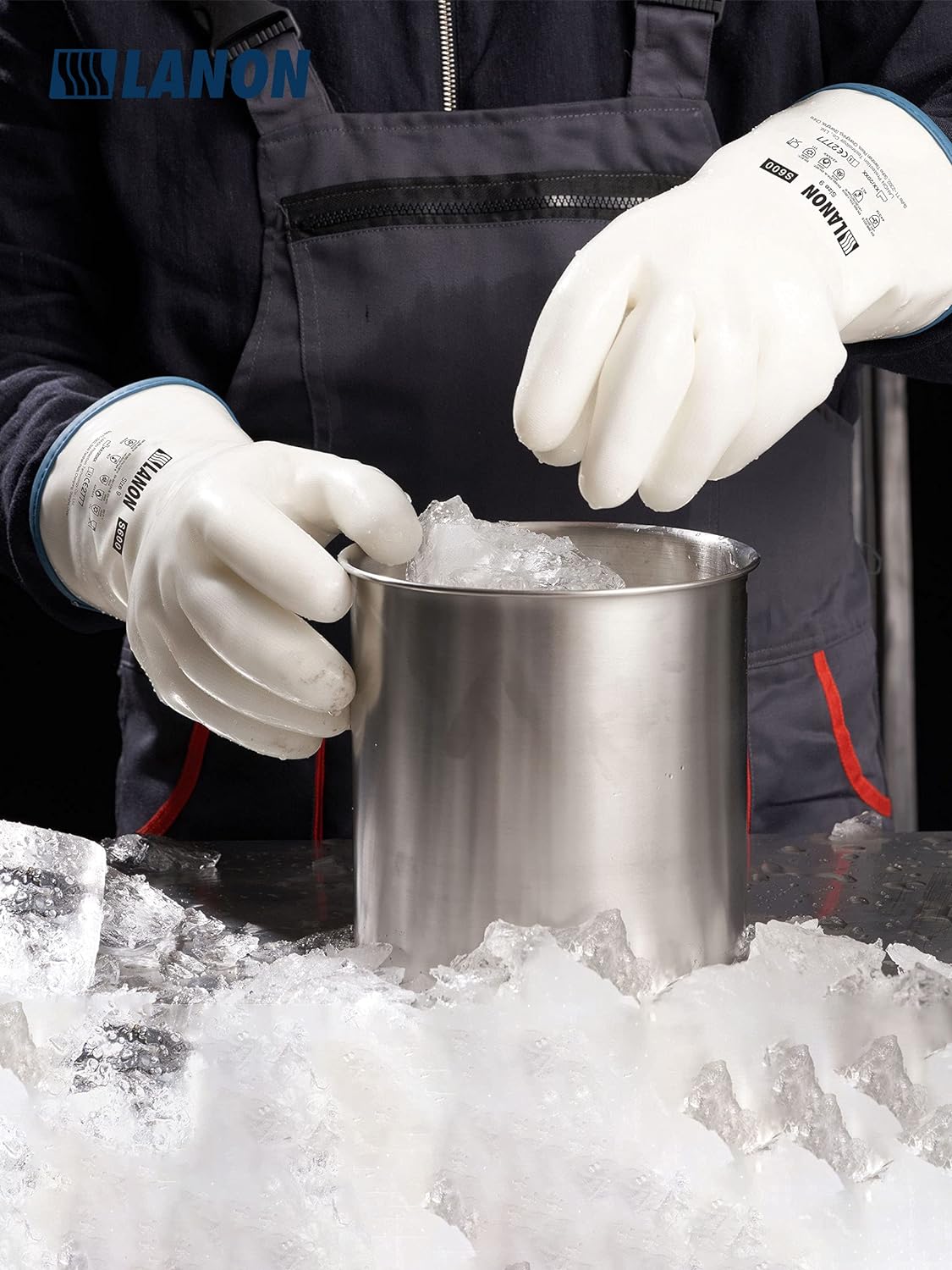 LANON Liquid Silicone Gloves, Heat Resistant Oven Gloves with Fingers, Food Grade, Waterproof, White, Large - Image 6