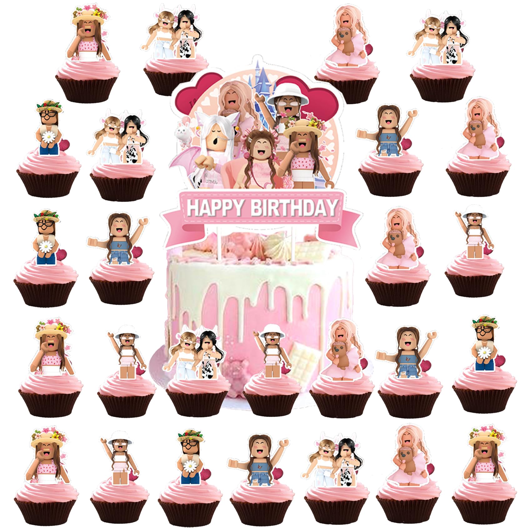 Figurine décor gâteau,Décoration de gâteau pour anniversaire, ensemble de 10 pièces, miroir