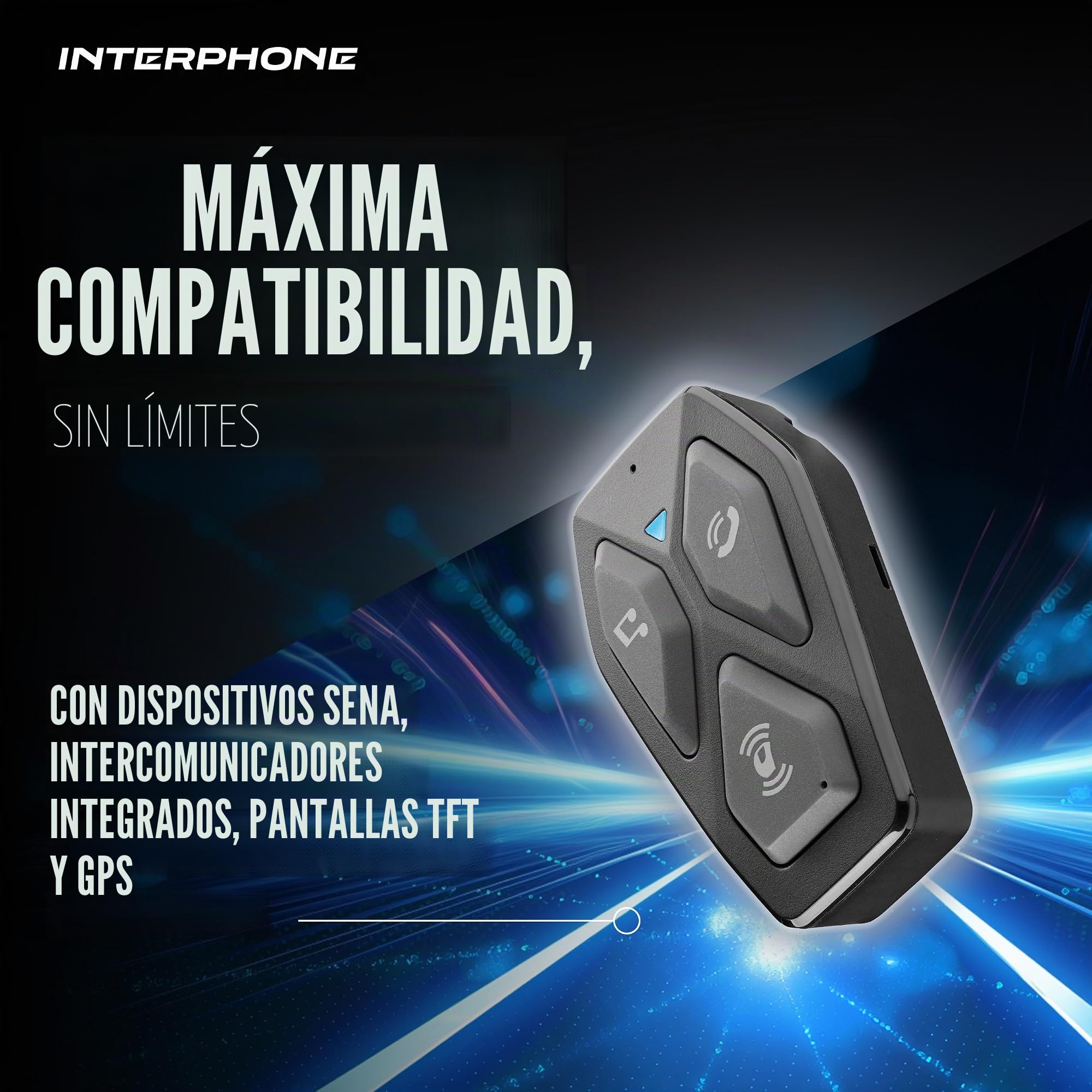 Interphone U-COM 3HD Doble, 2 interfonos Moto de Grupo para 4 usuarios hasta 500 m, intercomunicadores Casco Bluetooth 5.1 con Auriculares HD 40 mm para música, Llamadas y GPS, autonomía 10 h e
