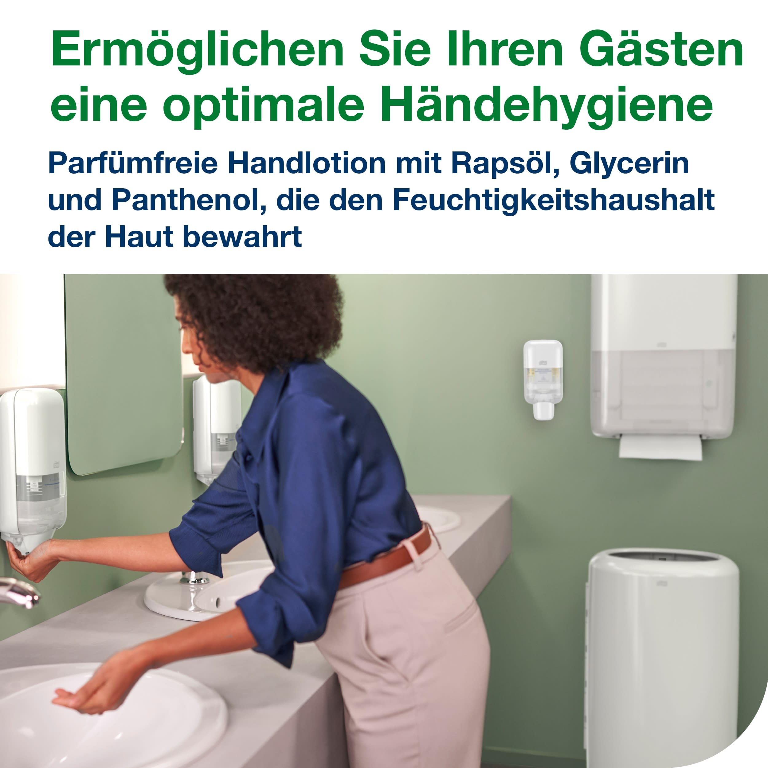 Tork Sensitive Feuchtigkeitsspendende Hand Mini Lotion S5, parfümfreie Handcreme, 8×525 ml, 425202