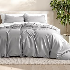 Bare Home Duvet Cover Queen Size - Premium 1800 Super Soft Duvet Covers Collection - Lightweight, Cooling Duvet Cover - Soft Textured Bedding Duvet Cover (Queen, Light Grey)