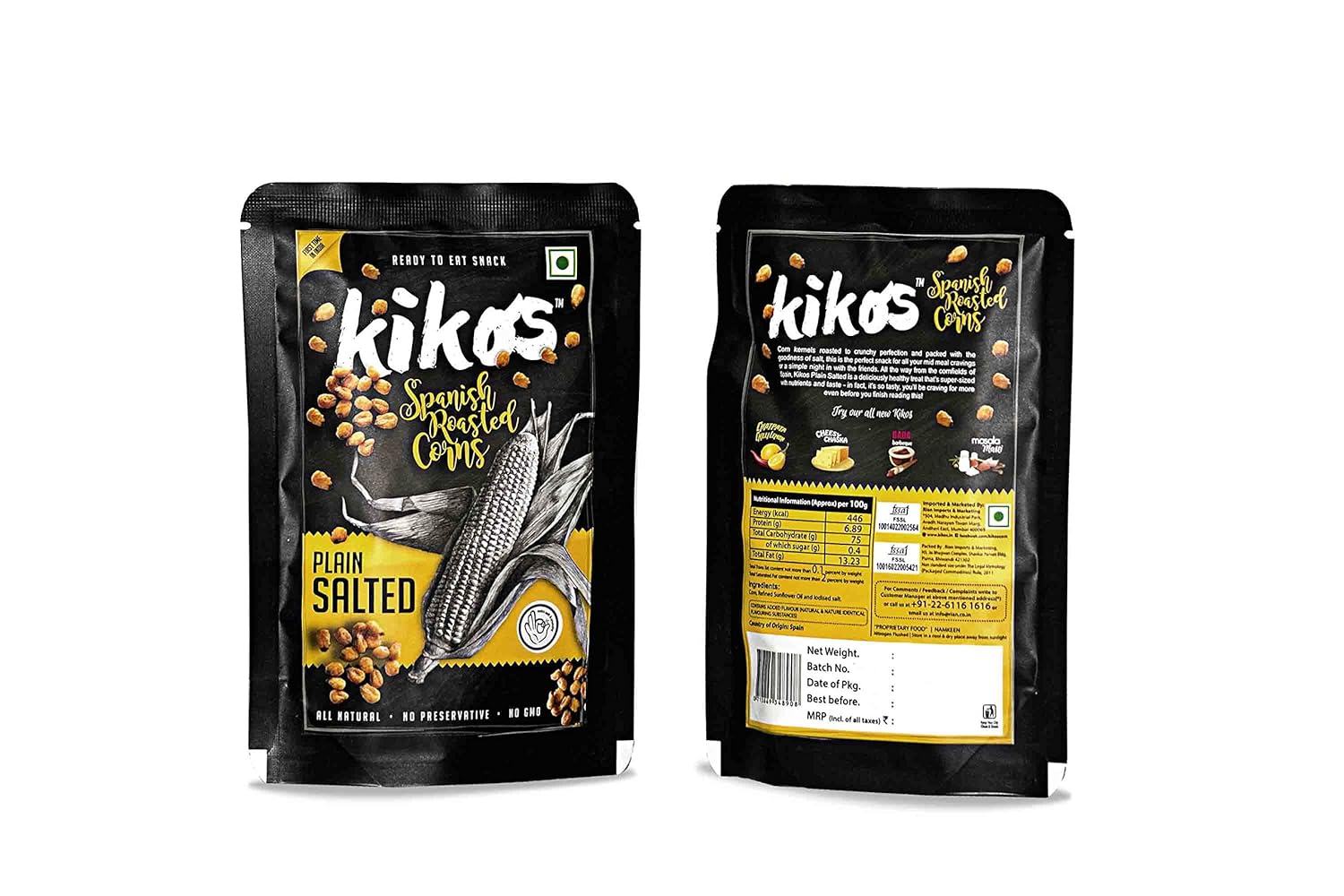 Kikos Spanish Roasted Corn, Plain Salted, 35g (Pack of 2) Amazon.in