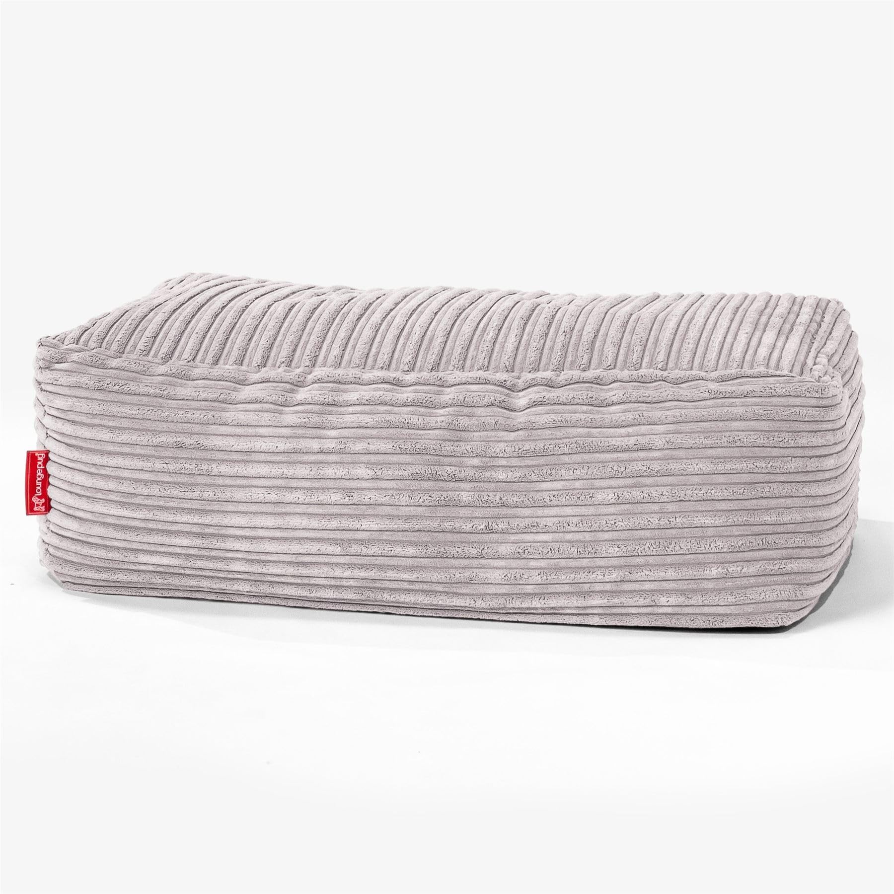 Lounge Pug - Cord - Large Footstool Bean Bag - ALUMINIUM SILVER - (Size 25cm H x 40cm D x 70cm Wide)