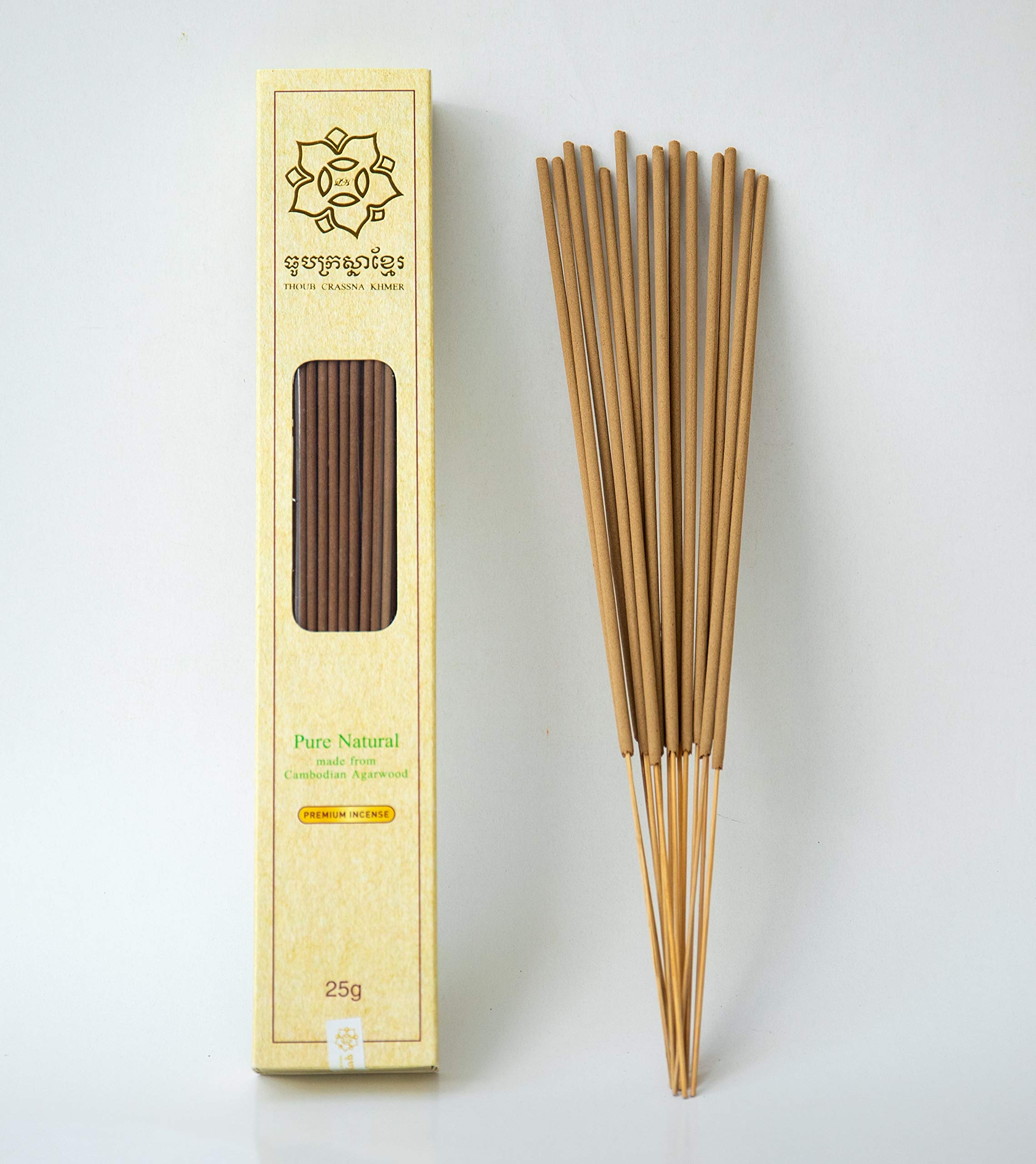Crassna Khmer Cambodian Agarwood/Oud Incense Sticks 25g - Chemical Free - Premium