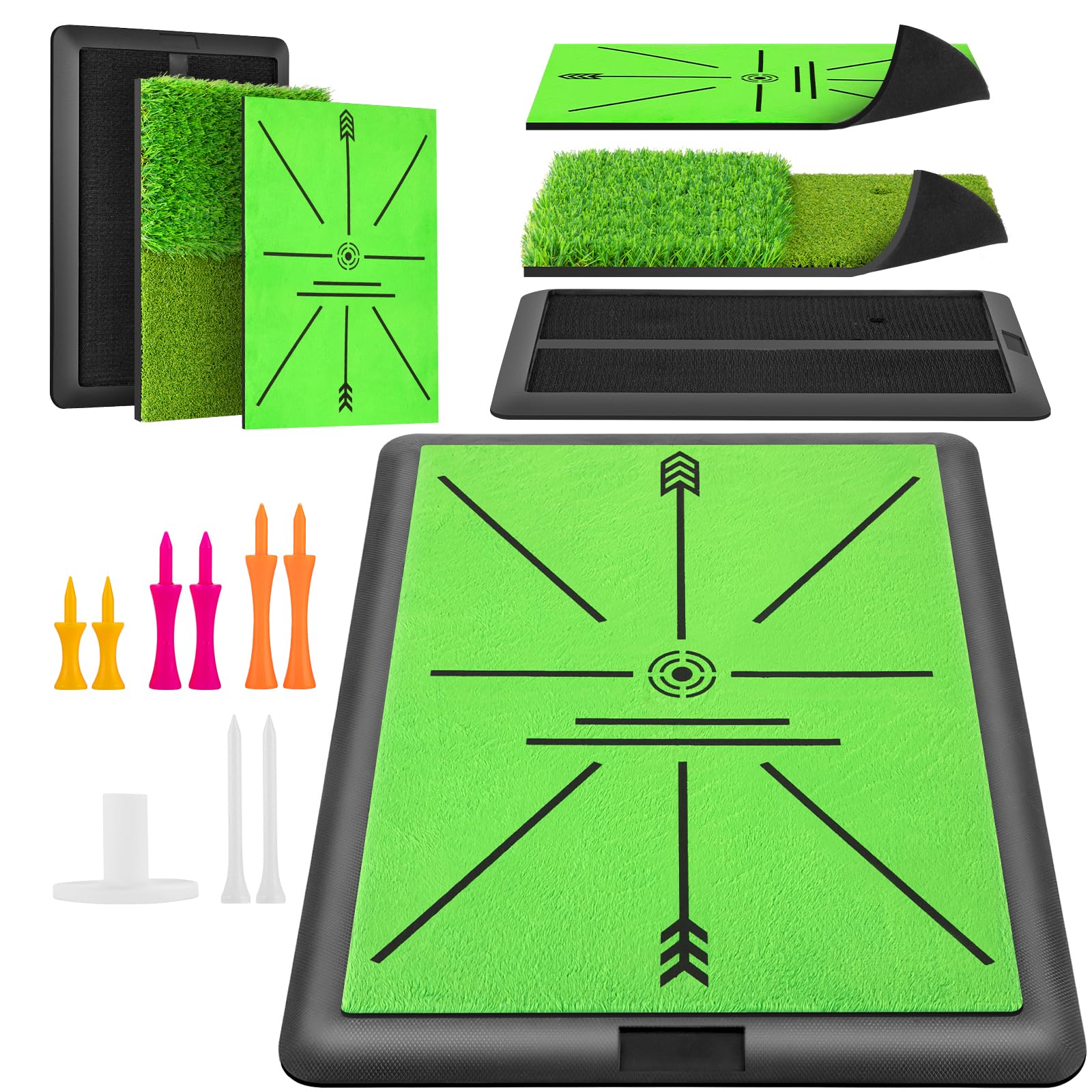 The Indoor Golf Shop - SIGPRO Golf Simulator Hitting Strip - Accurate Feedback Improves Golf Game - Crafted with a Foam Insert, Plush Teeline Turf, and ABS Polyurethane Layer