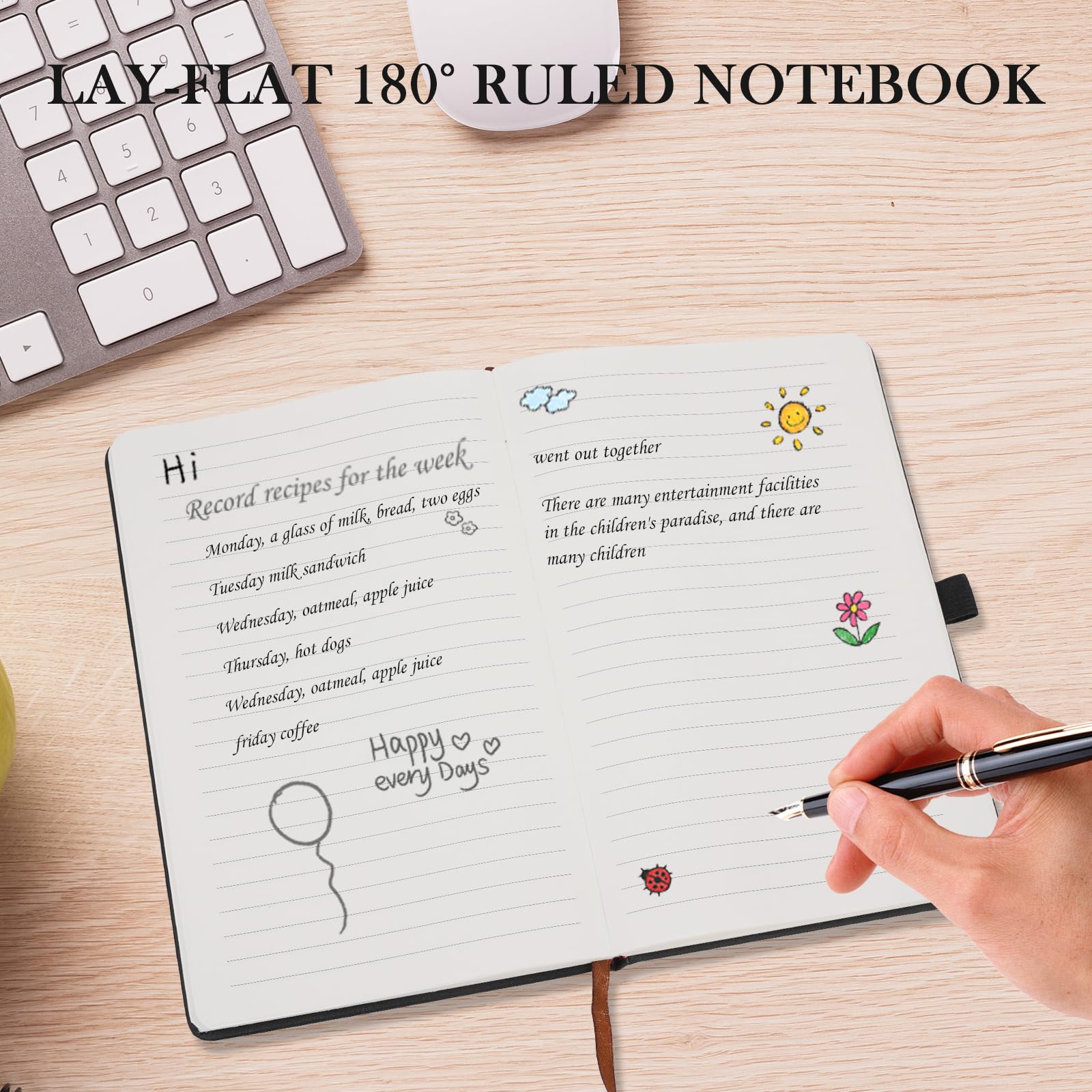 A5 Lined Notebook, 6 Pack Journal Notebook 200 Pages 100 GSM Journal Notebook with Lined Pages, Pages Hardback Ruled Journal Notebook for Writing,and Writing & Note, Study, Planning, Diary (Black)