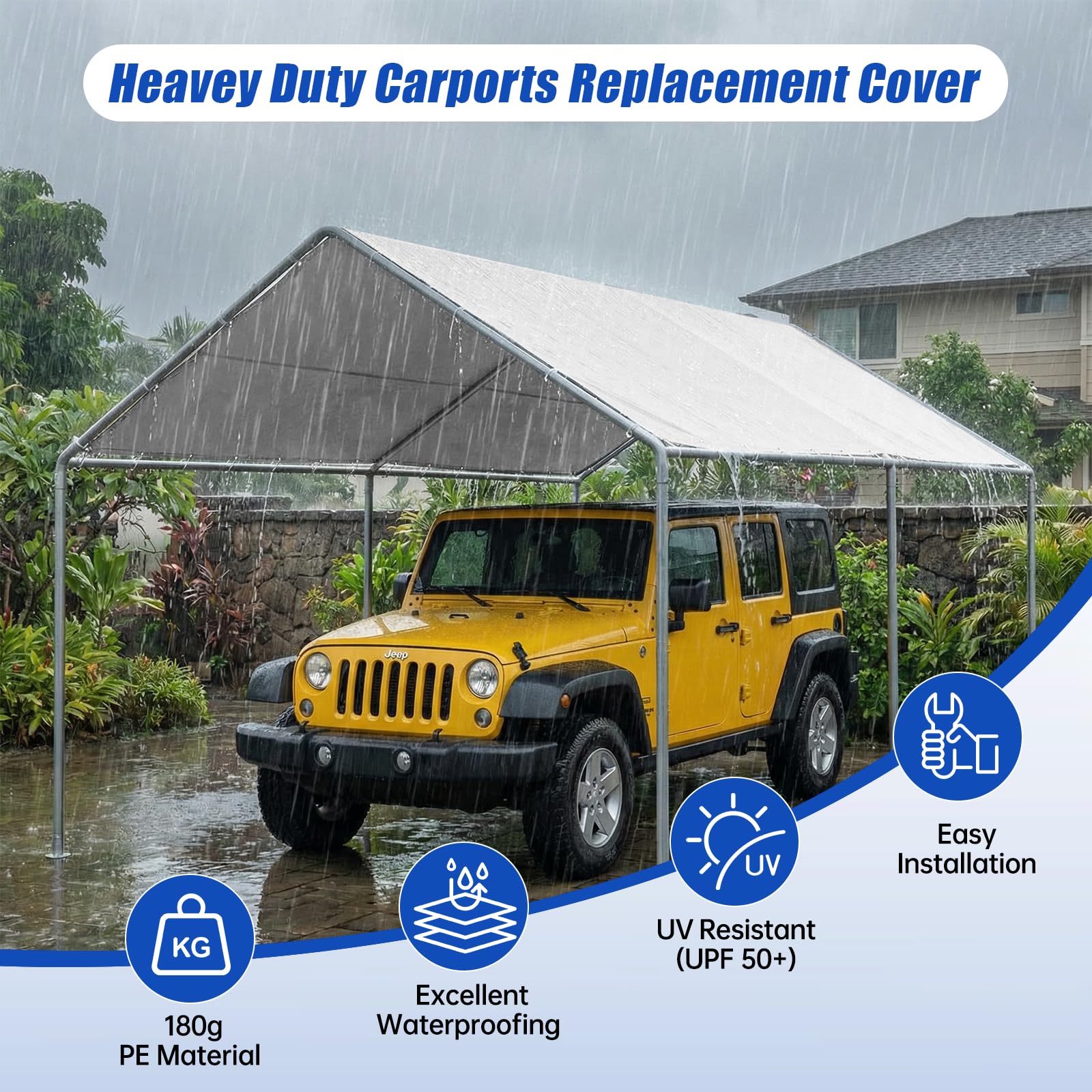 Carport Canopy Cover - 10x20ft Heavy Duty -2 Carport Canopy Cover - 10x20ft Heavy Duty -2