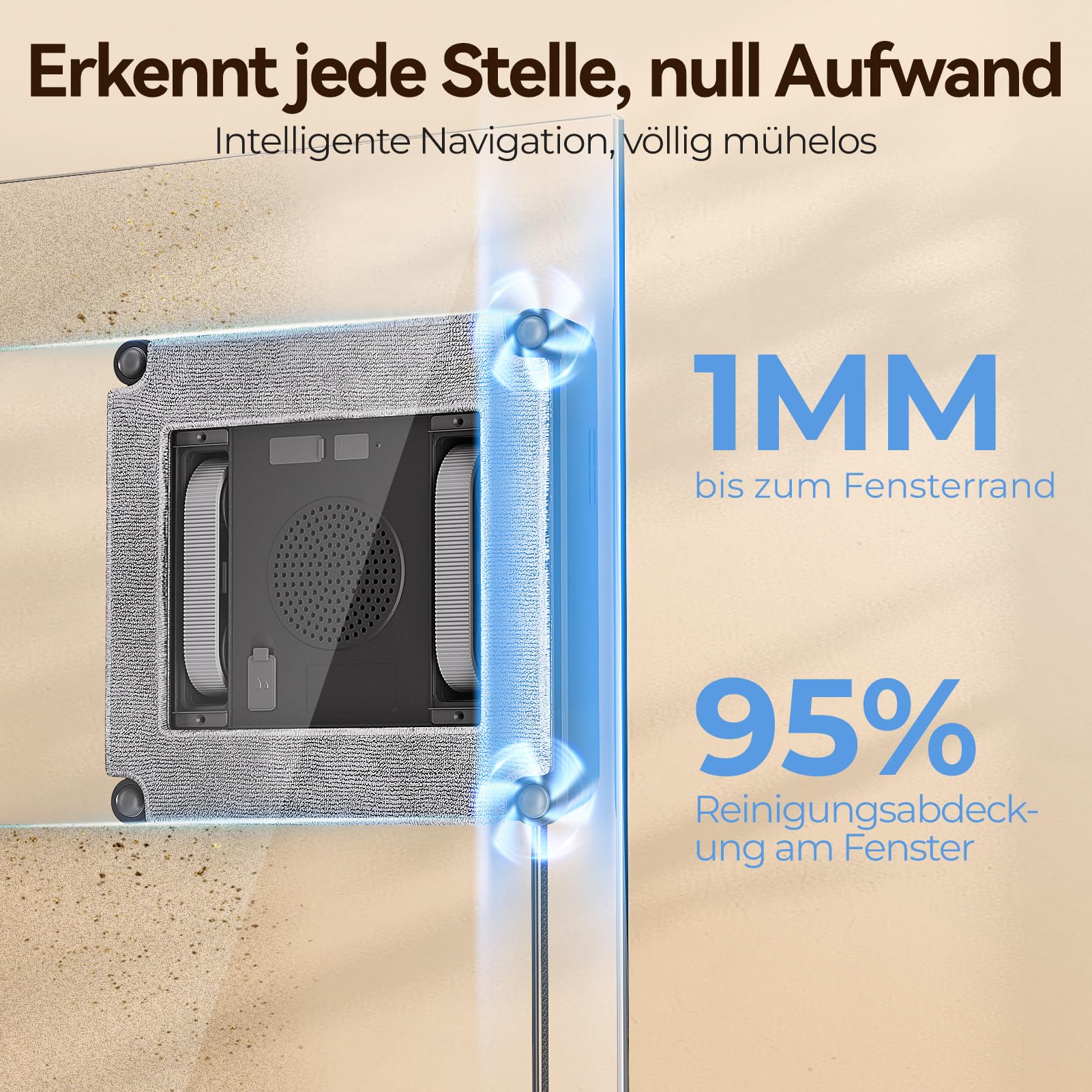 Z9 Pro Fensterputzroboter für hohe Fenster, Innen & Außen, 3200Pa Saugkraft | 4 Sprühdüsen Ausgestattet, Starke Saugkraft, Randerkennung, Intelligente Navigation