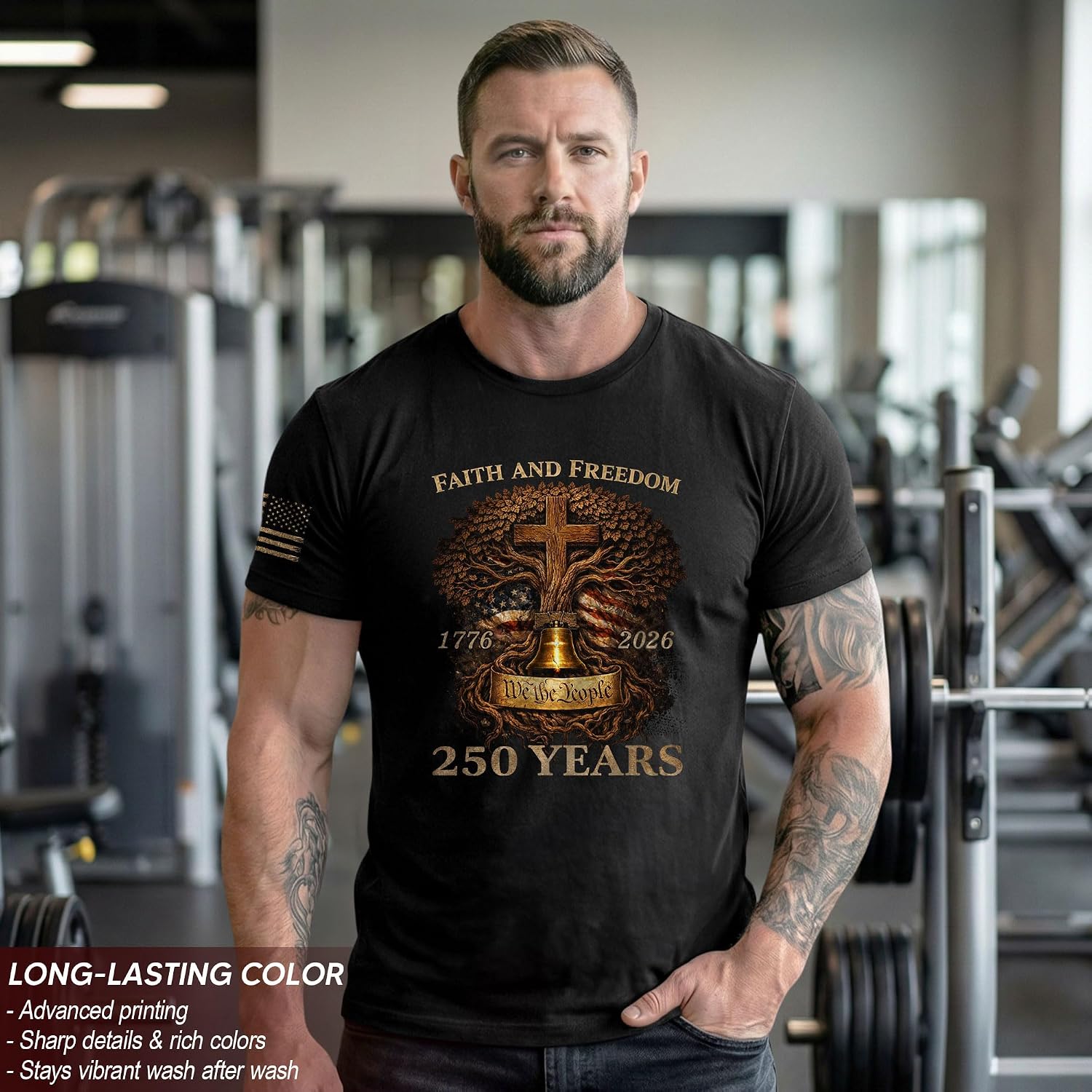 Faith and Freedom Shirt, 250 Anniversary USA Shirt, Patriotic Shirts for Men, Christian Shirts for Men