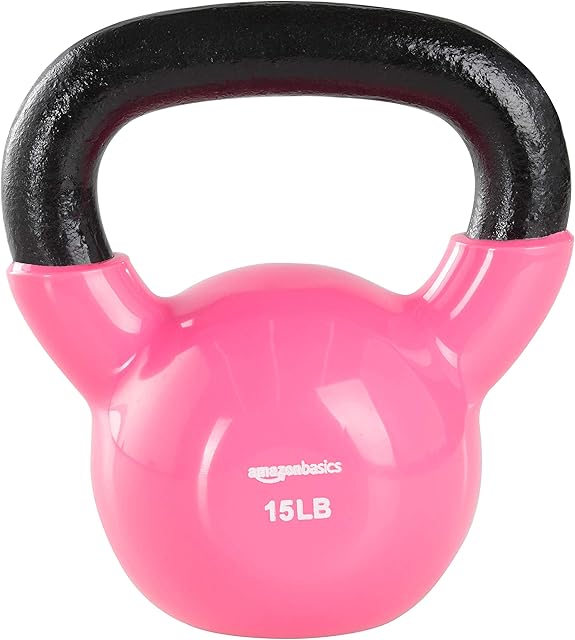 Amazon Basics Vinyl Kettlebell - 15 Pounds (6,8 kg), Pink