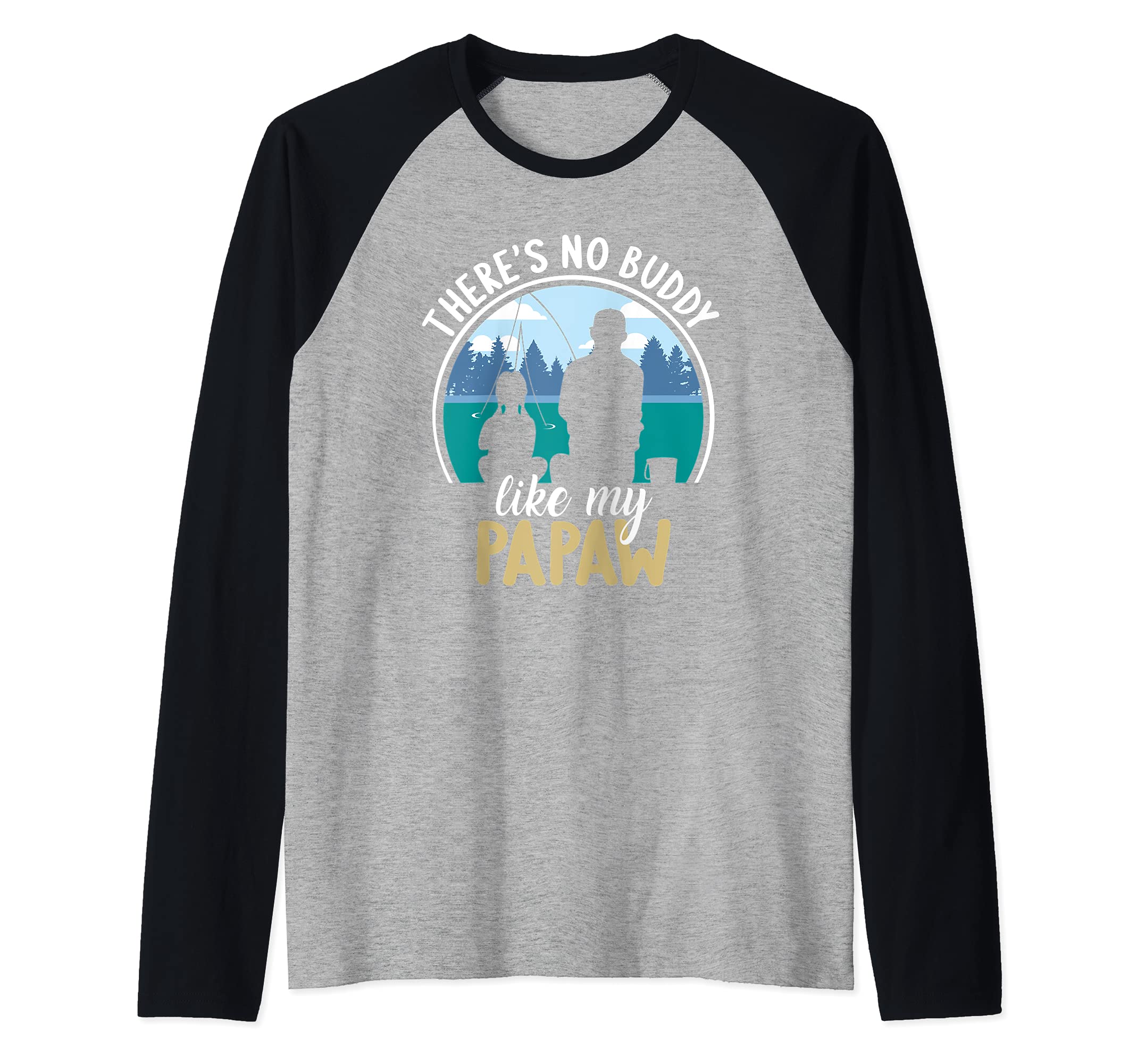 PAPAW Granddaughter friends forever fishing together Raglan Baseball Tee, Black