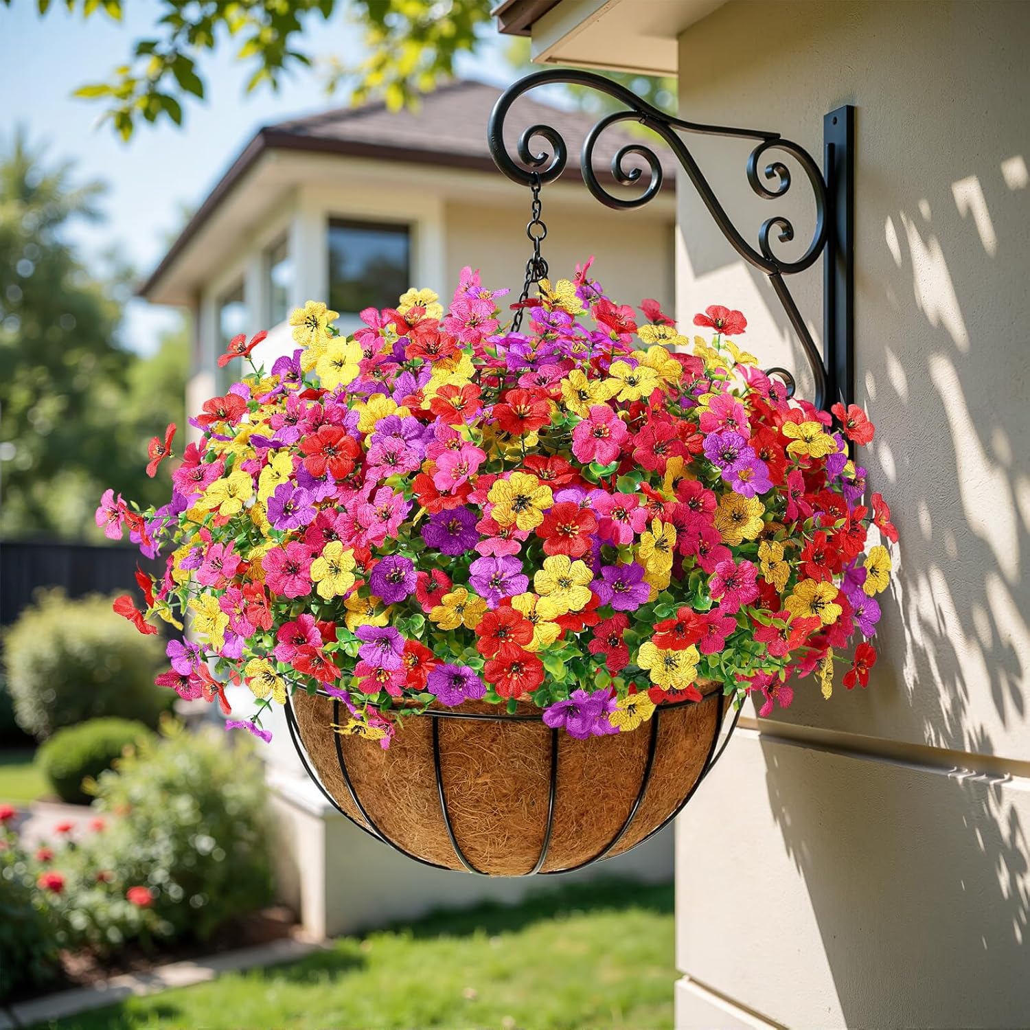 Alupssuc 24 Bundles Artificial Flowers for Outdoors Decoration, UV Resistant Silk Violet Faux Colorful Violet Eucalyptus Spring Fake Plants for Outside Indoor Yard Home Patio Porch Decor, Mix 4 Colors - Image 6