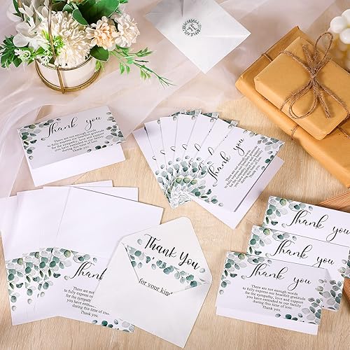 Miniatura 10 de Marspark 100 juegos de tarjetas de agradecimiento funerarias de condolencias con sobres y mensaje en el interior, tarjetas conmemorativas de duelo