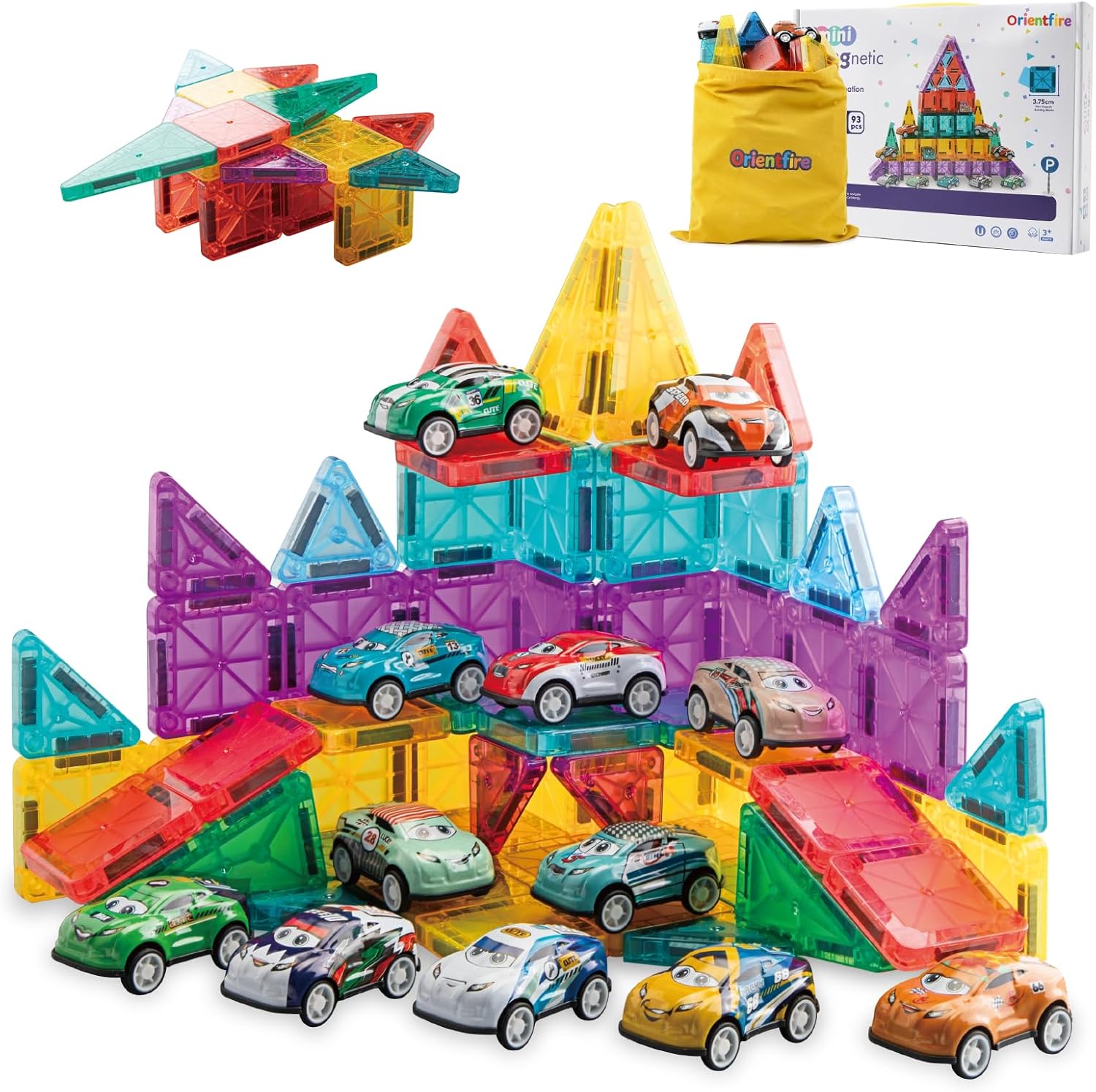 Mini Magnetic Tiles,34 or 93PCS Magnetic Blocks with Metal Storage Box,Magnetic Building Tiles