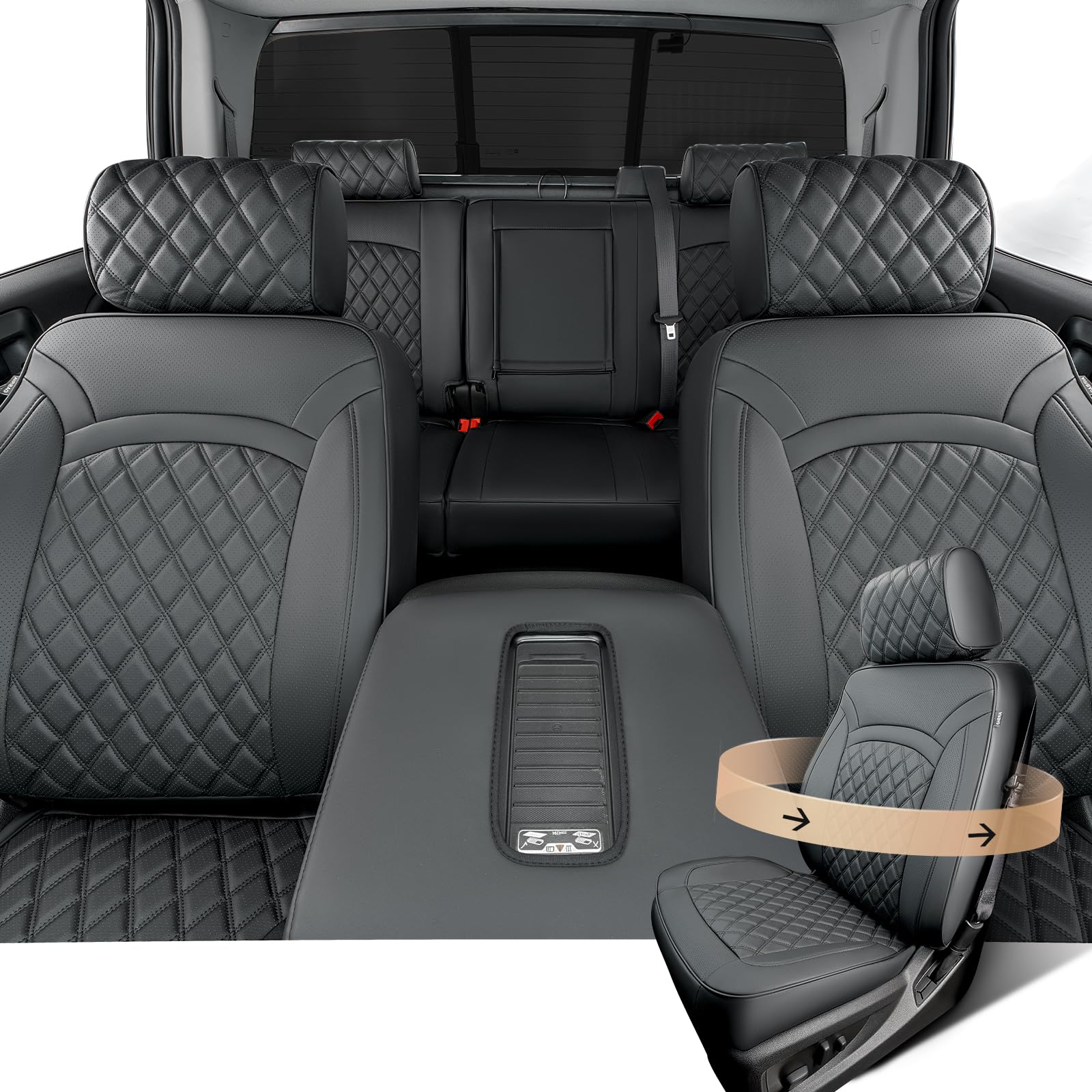 Full Coverage Full Set Seat Covers for Chevy Silverado GMC Sierra 2014-2018 1500 Crew Cab 2015-2018 2500HD 3500HD