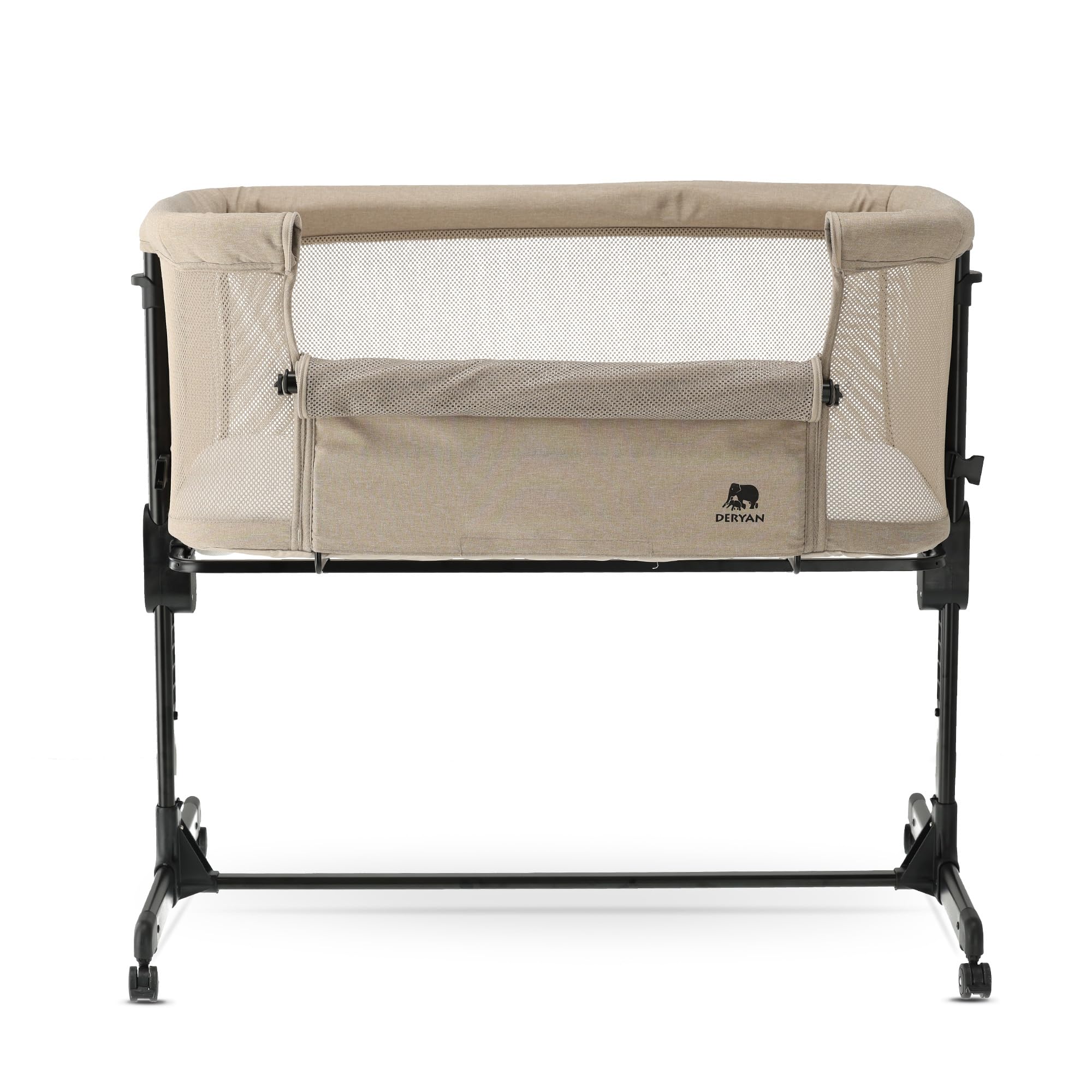 Deryan Snoozy Cuna 3 en 1 hasta 9 kg - Cuna de colecho - Cama Mecedora - Regulable multialturas y reclinable - 4 Ruedas con Freno, Colchón Ergonómico - Seguridad y Confort para bebé - Crema