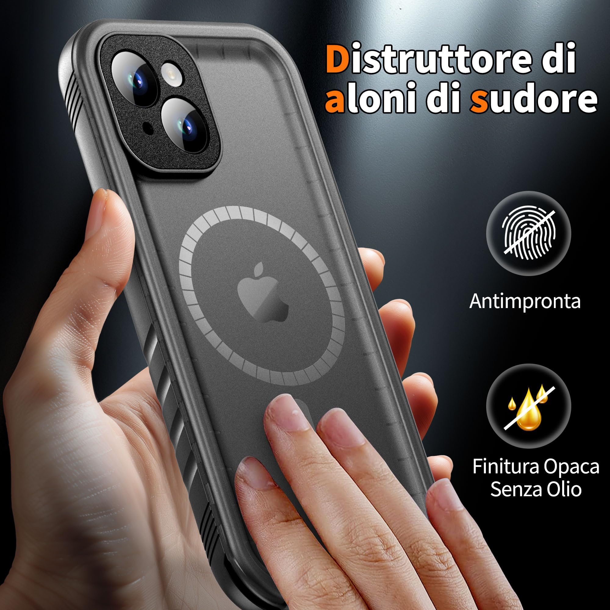 Cozycase Cover TOP 360 Antiurto IP68 Impermeabile Per iPhone 13 | Magnetica Per Magsafe, Rugged Militare, Subacquea Waterproof Case Anti Urto Resistente Antipolvere, Custodia Integrale. Nero