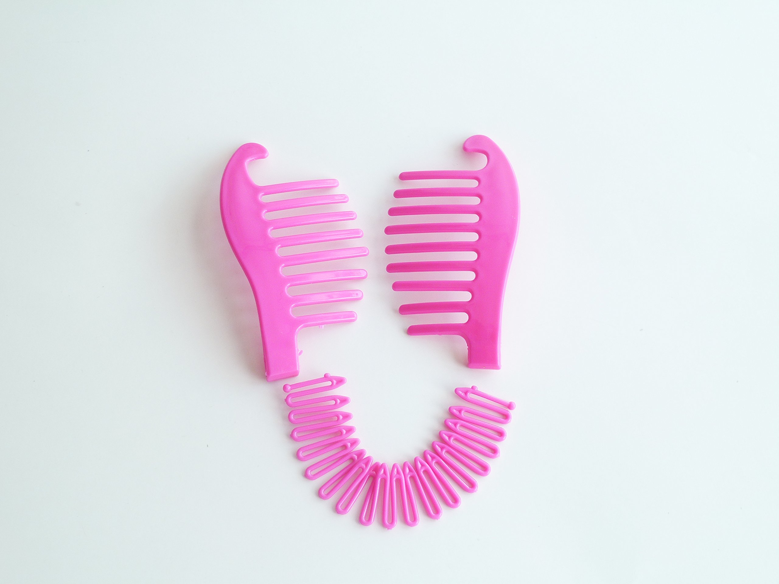 Interlocking Banana Combs Hair Clip French Side Comb Holder 80's 90's Soft and Bendable Plastic Updo Hair Clip (Hot Pink)