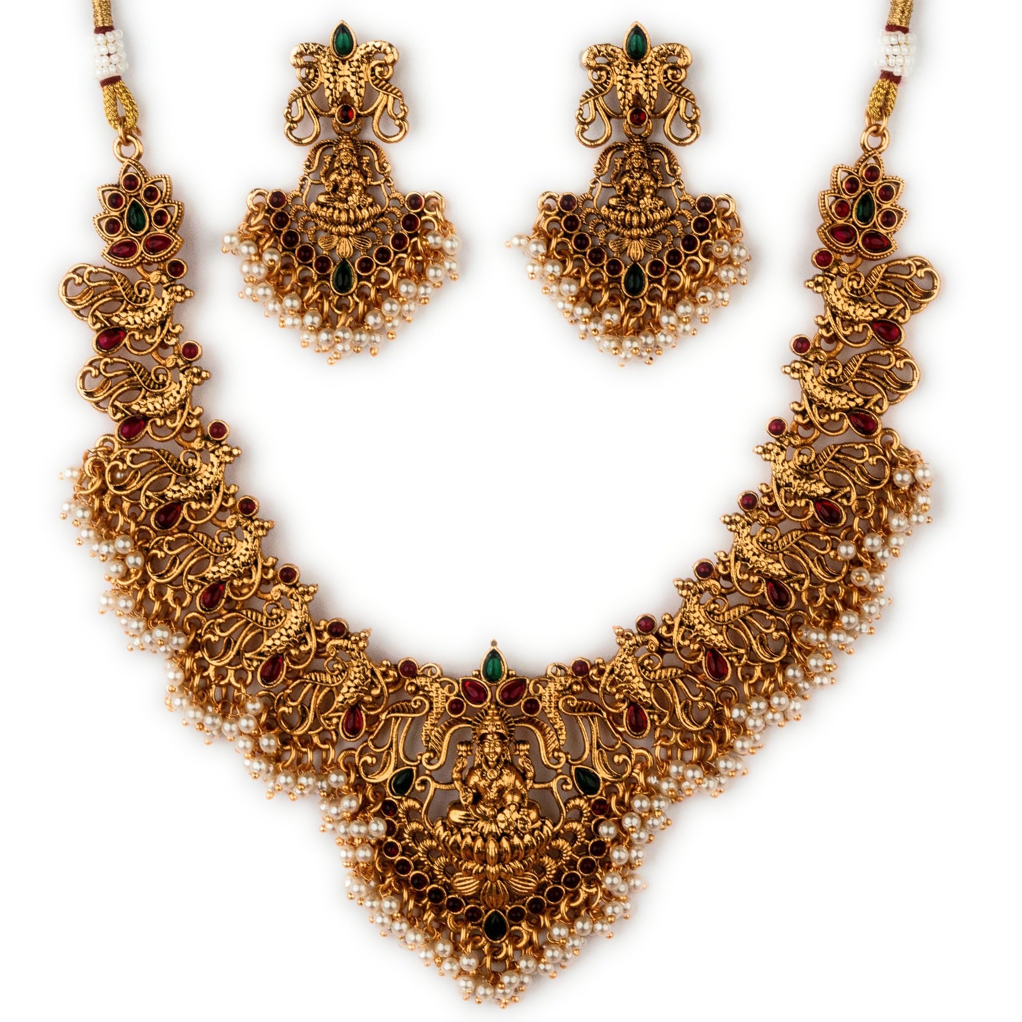 Sasitrends Traditional Ethnic Gold Plated Short Necklace Temple Jewellery Set for Women & Girls (B0BFHNYRQQ) Amazon Price History, Amazon Price Tracker