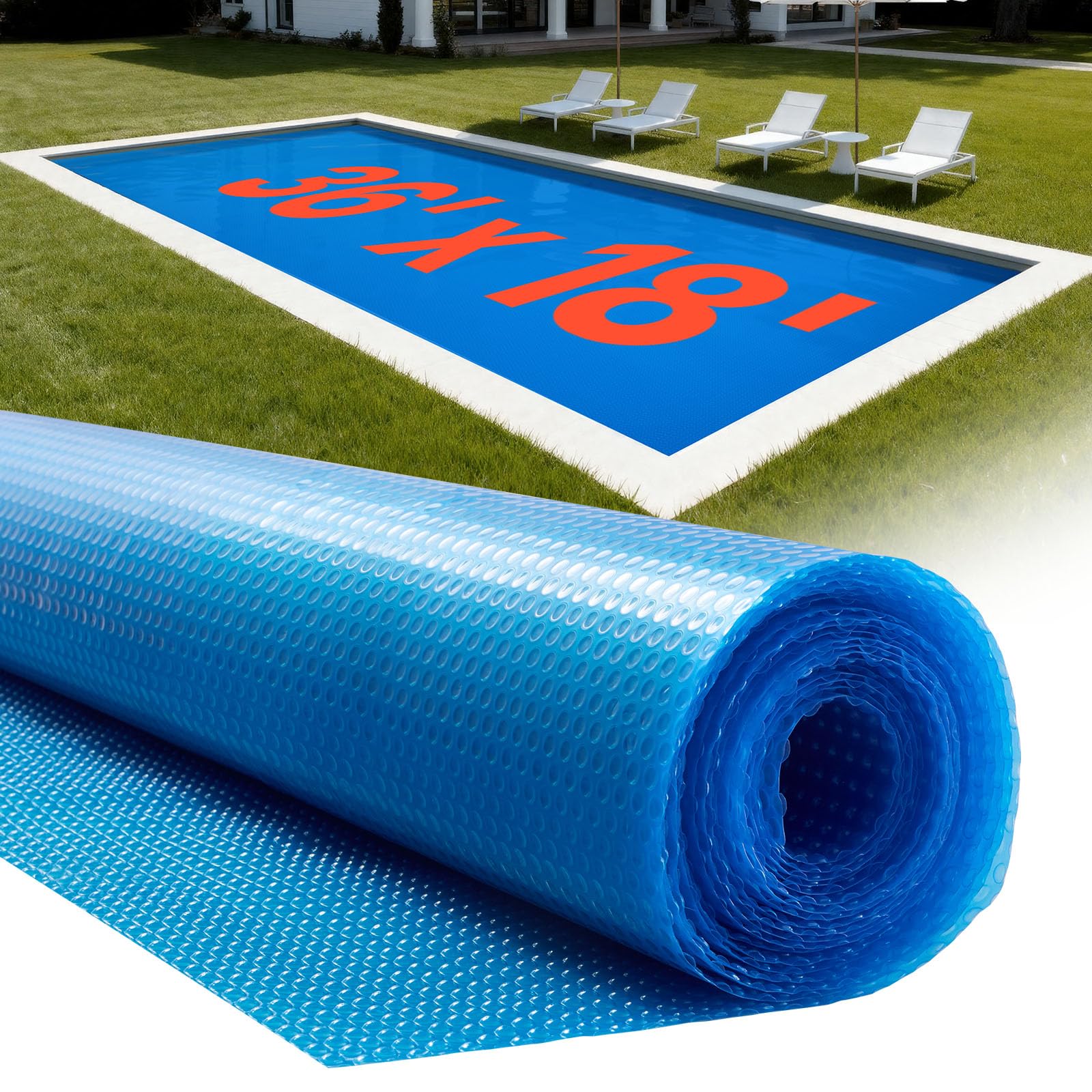 VEVOR Bâche Solaire Piscine Rectangulaire 11x5,5 m Couverture Solaire Piscine 0,2 mm Bâche à Bulles Polyéthylène pour Piscines Hors Sol Creusées, Absorption Chaleur Jour Rétention Chaleur Nuit, Bleu