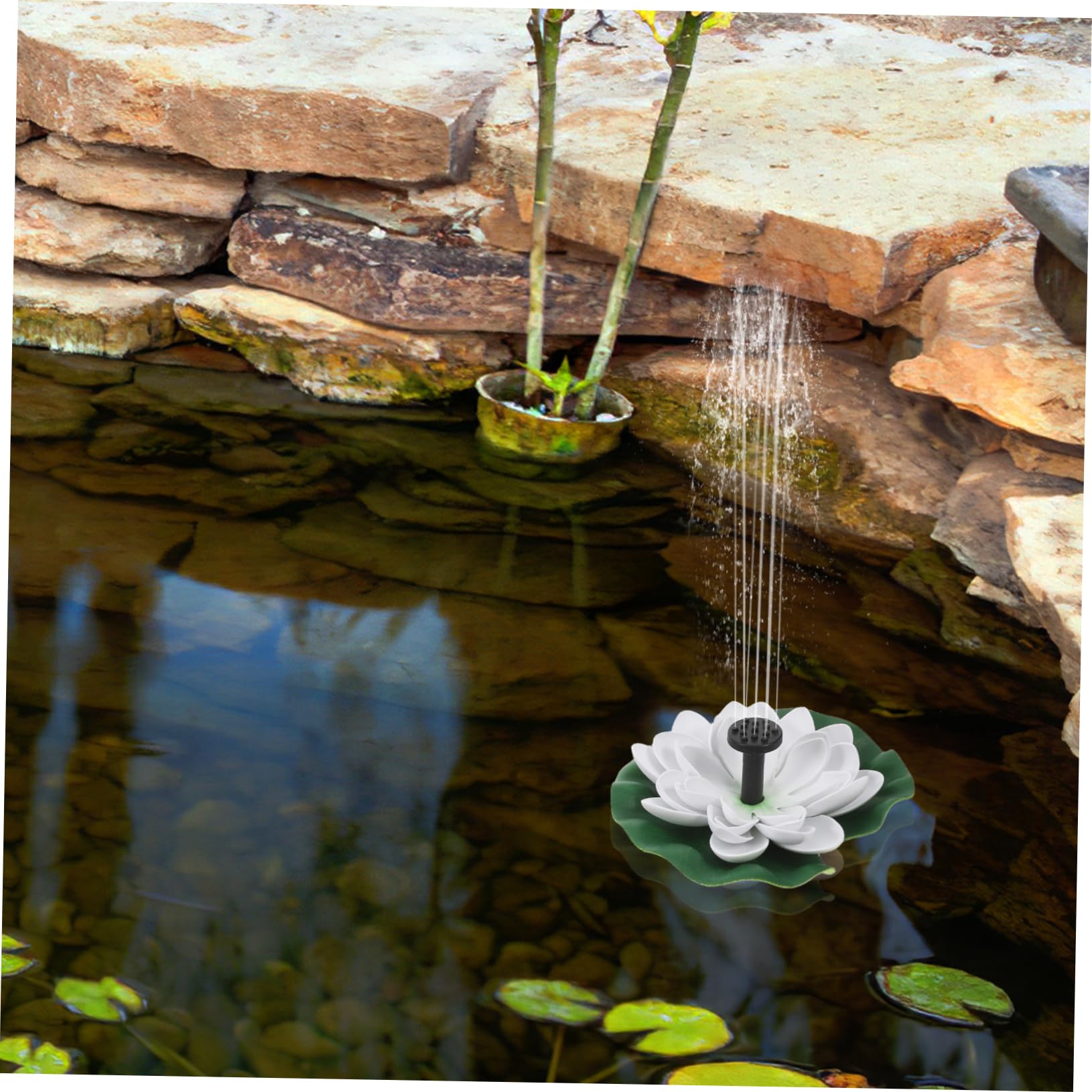 UKCOCO Fontana Solare Forma Di Loto Per Bagno Per Uccelli Fontana Solare Per Esterni Fiore Di Loto Artificiale Decorazione Per Giardino