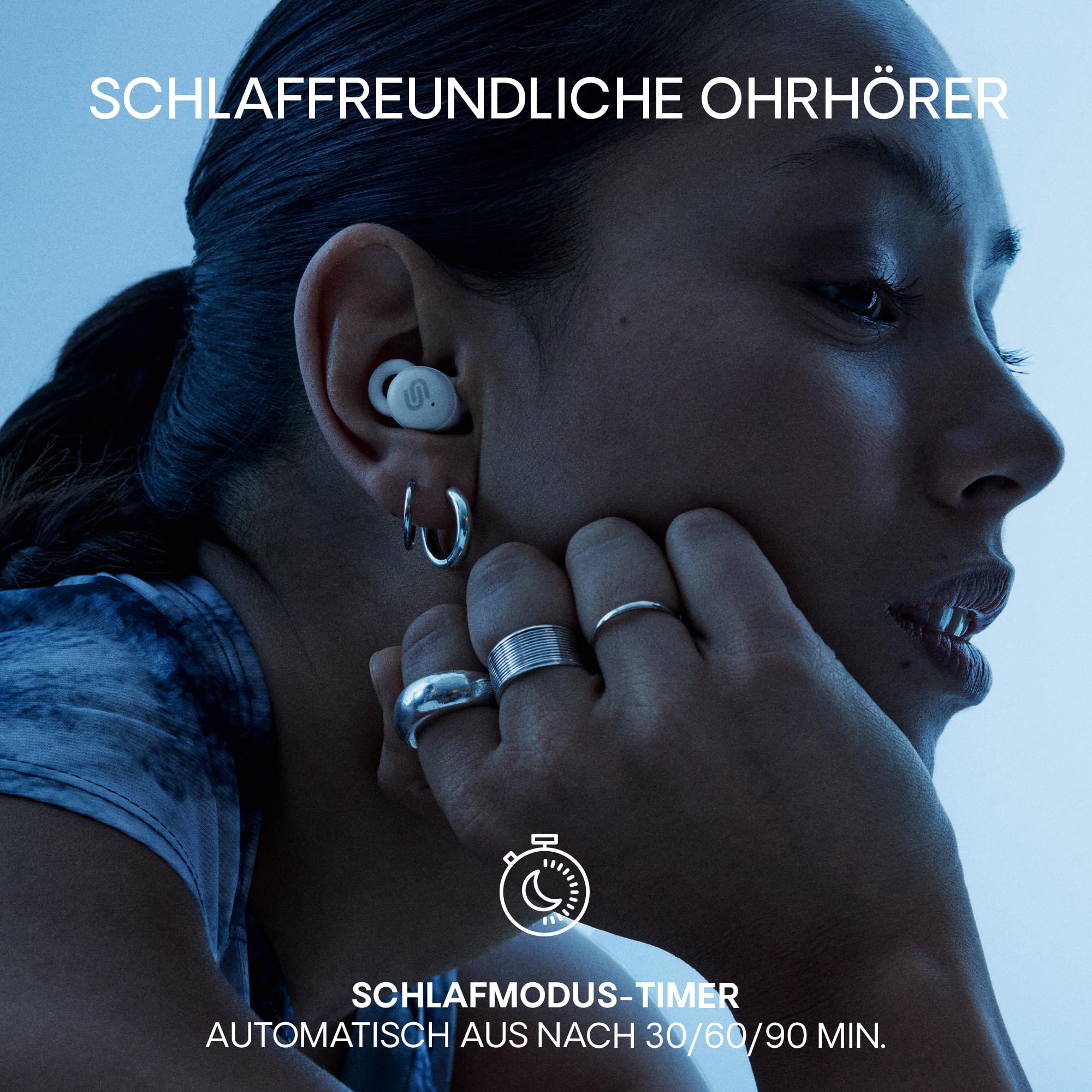 Urbanista Mini auriculares para dormir Sleep Earbuds, auriculares con bloqueo de ruido, dormir de lado, reproducción de 27 horas, temporizador de sueño ajustable, diseño plano cómodo, puerto Bluetooth
