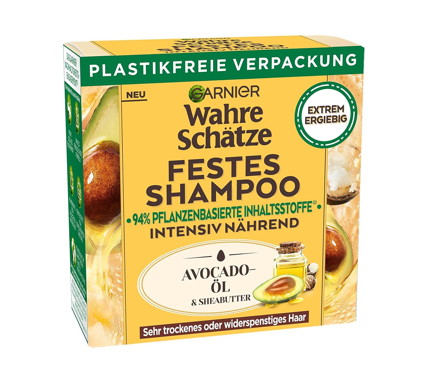 Garnier Festes Shampoo, Entwirrendes Pflegeshampoo für trockenes und widerspenstiges Haar, Wahre Schätze, 60 ml