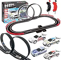 AGM MASETCH Conjunto de Pista de Corrida de Carros Slot com 4 Carros Slot Exclusivos, Pista de Carro a Bateria ou Elétrica, Brinquedos de Presente para Meninos e Meninas de 4 a 12 Anos.