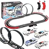 AGM MASETCH Slot Car Racing Track Set with 4 Unique Slot Cars, Battery Powered or Electric Car Track, Gift Toys for Boys Girls 8+ Years Old