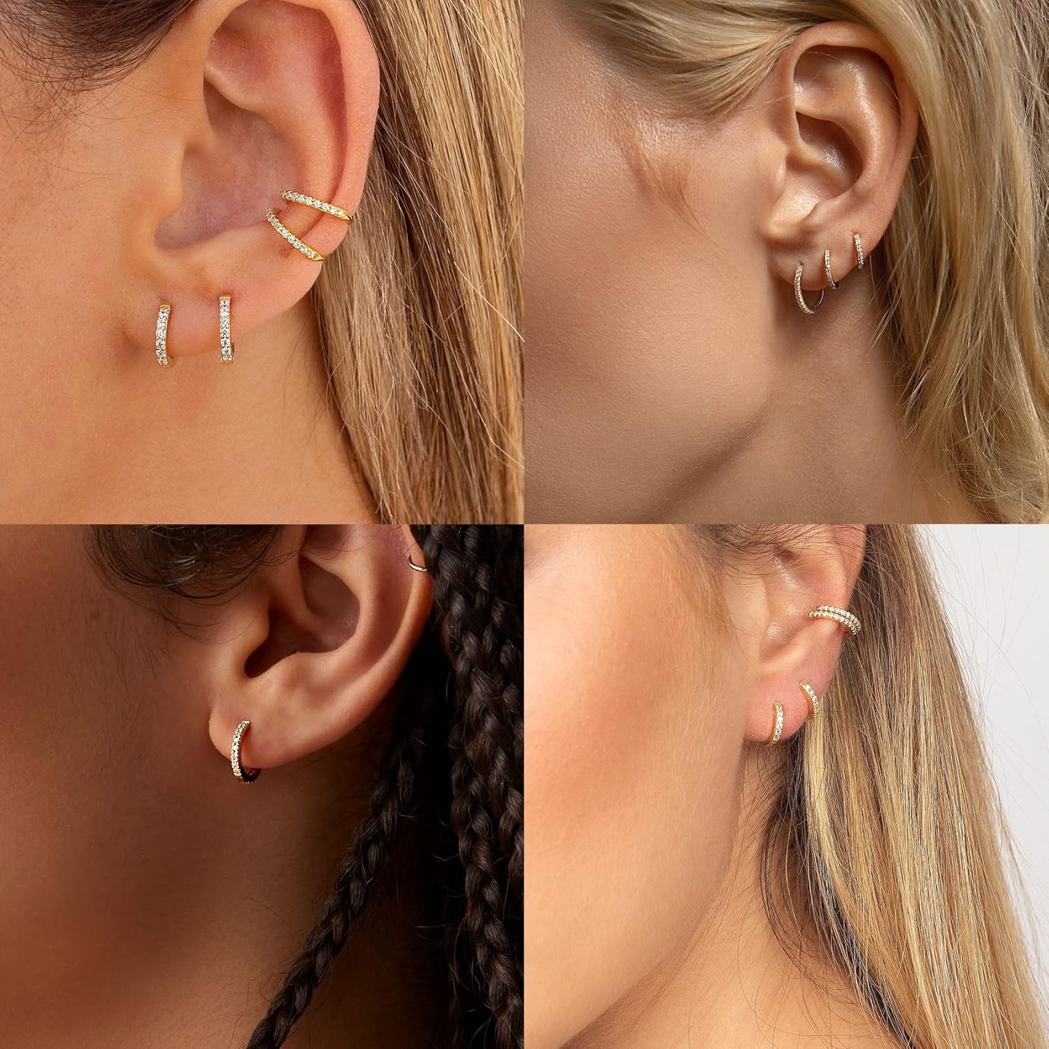 BMMYE Gold Huggie Hoop Earrings for Women Hypoallergenic 14K Gold Plated Mini Hoops Earrings Set for Multiple Piercing Lightweight Small Hoop Earrings Stack Jewelry for Gifts - Image 9