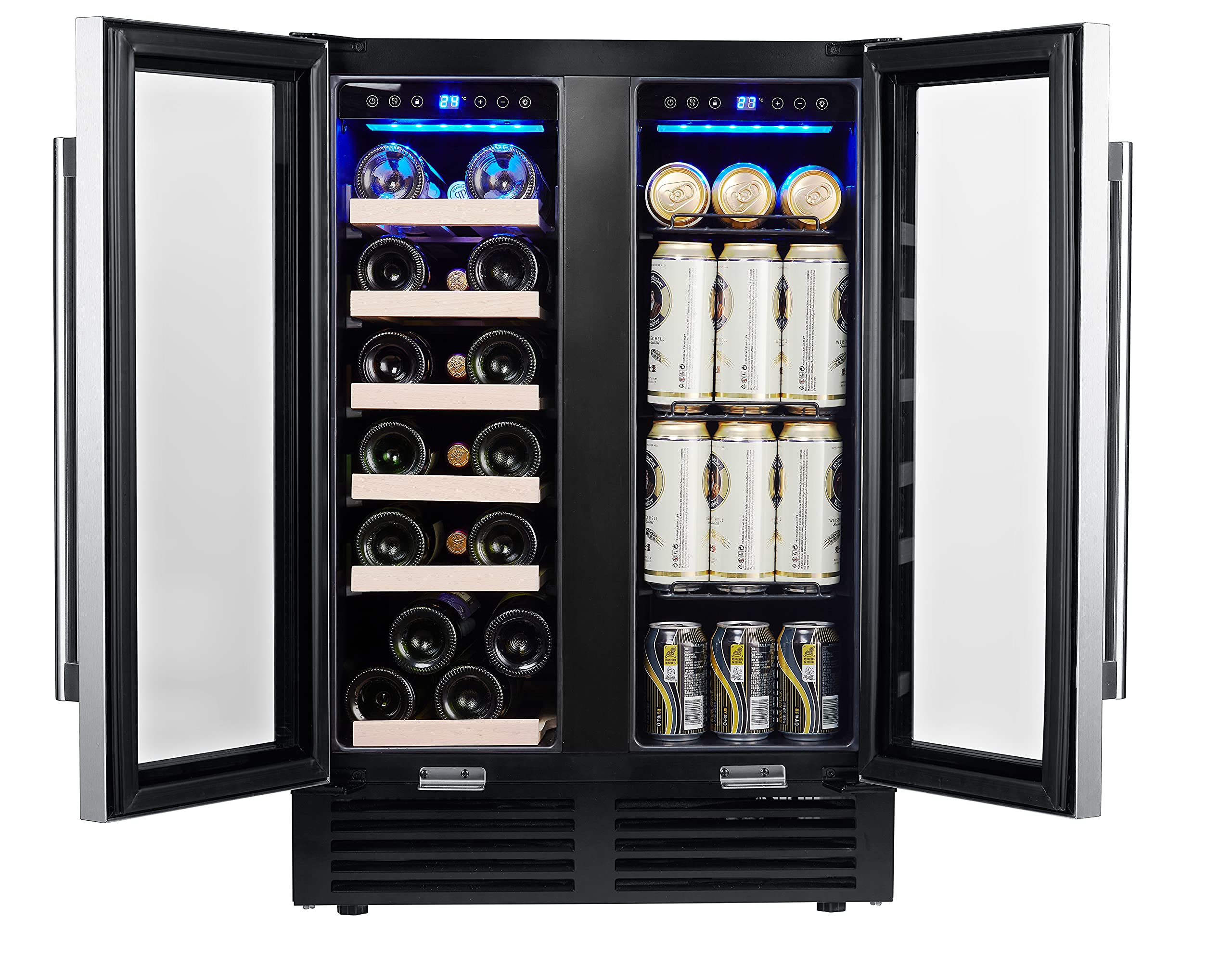 Anwick 24" Wine Cabinet Refrigerator Dual Zone Built-in or Freestanding Refrigerator Home Built-in Wine Cabinet with Stainless Steel Tempered Glass Door and Temperature Memory on Fridge.com