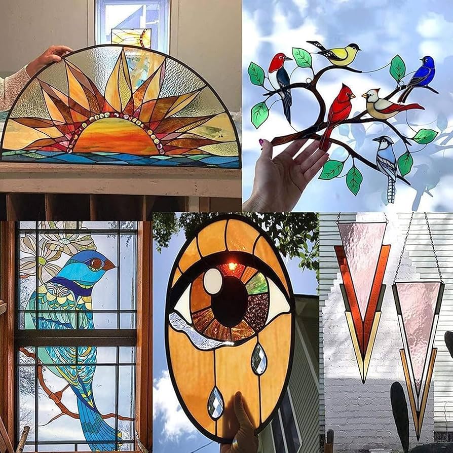 ステンドグラス器 ステンドグラス SH-A48 Aサイズ W480×H913×T18mm ケーム色