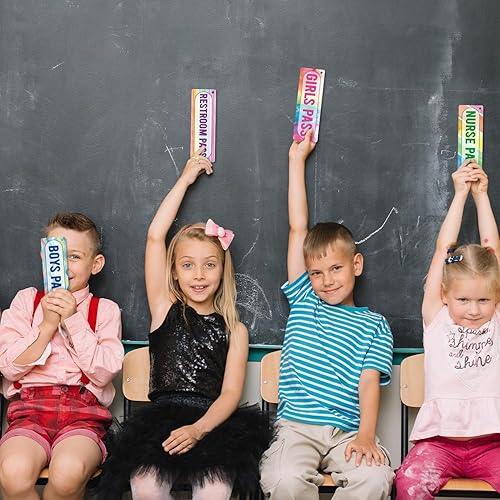 Miniatura 5 de BeYumi 8 unidades de pasillos magnéticos de acuarela arcoíris para estudiantes, reutilizables, impermeables, juego de tarjetas de pases de aula,