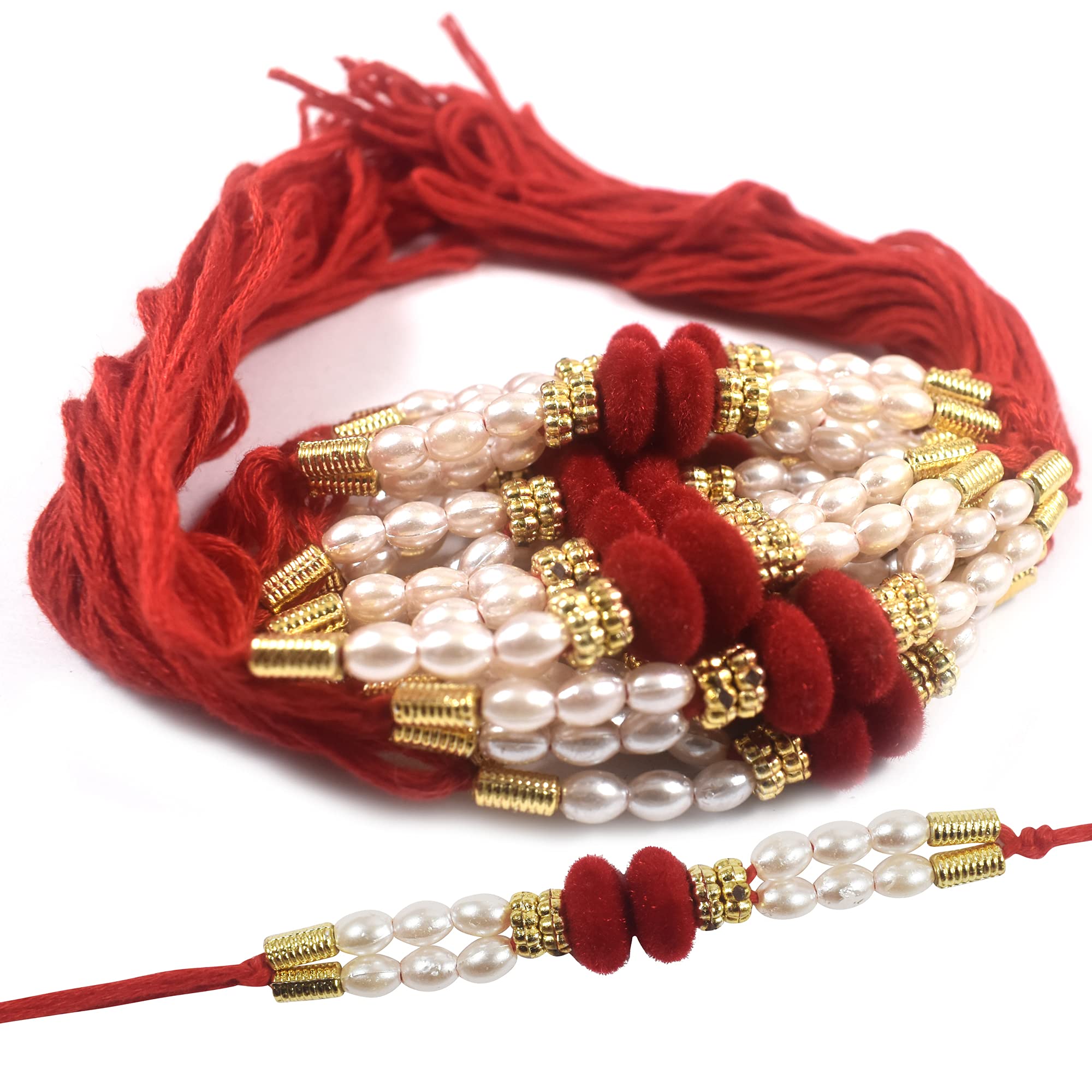 Urvi Creations Set Of 12 Pearl Red Beads Rakhi For Brother Rakhi Combo Rakhi For Bhaiya, Rakhi Gift For Brother 12 Similar Rakhi Set For Brothers Dora Rakhi, Moli Rakhi (B09B5K5JPT) Amazon Price History, Amazon Price Tracker