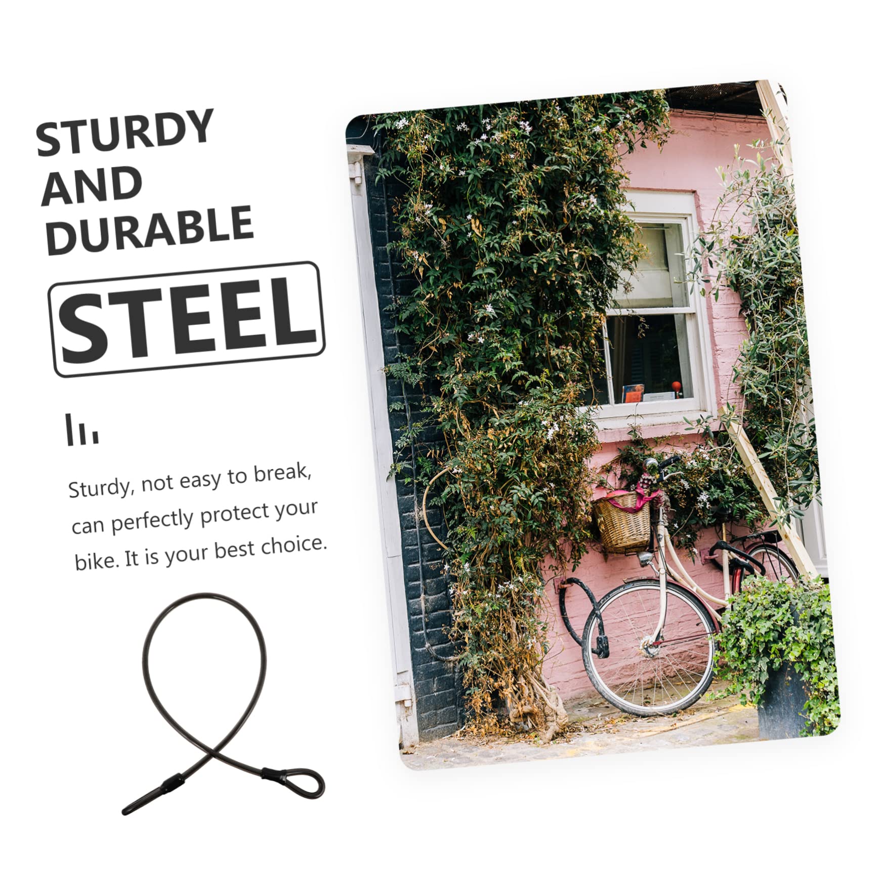 ibasenice 1pc -Theft Lock for Motorbike and Lengthened Security Cable for Outdoor Use Portable Bike Black for Doors and Lawn Mowers