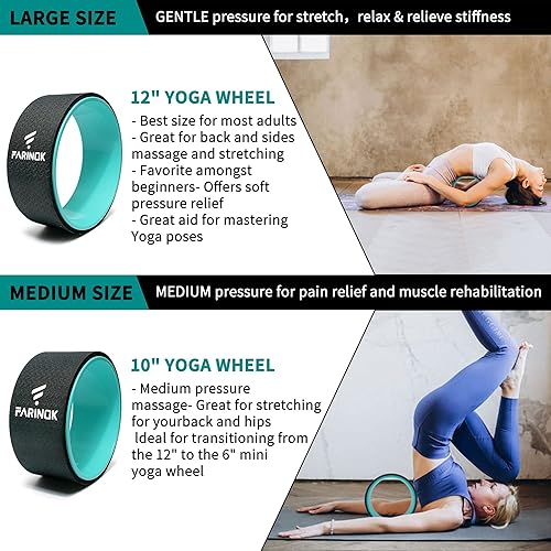 Miniatura 5 de Juego de 3 ruedas de yoga + 1, ruedas traseras mejoradas de 0.394 pulgadas de grosor para aliviar el dolor y estirar, rodillo de espalda más fuerte