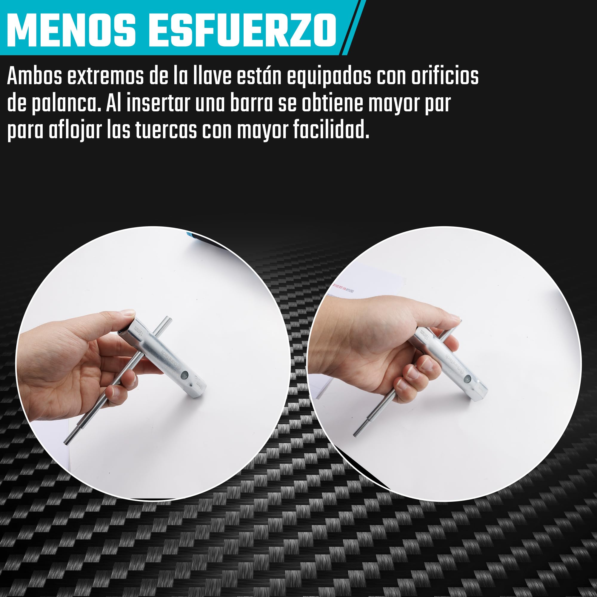 DURATECH Juego de 10 llaves de tubo con 2 barras de palanca, métrico, 6-22 mm, juego de llaves para contratuercas para fontanería, instalaciones y reparaciones de vehículos