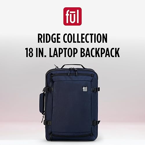 Miniatura 7 de FUL Ridge Collection - Mochila para laptop de 18 pulgadas, bolsa acolchada para computadora de viaje o viaje, Negro -, Ridge Collection - Mochila