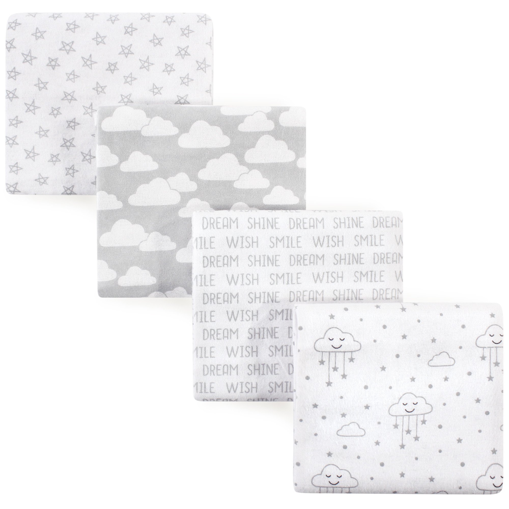 Hudson Baby Unisex Baby Cotton Flannel Receiving Blankets, Gray Clouds, One Size