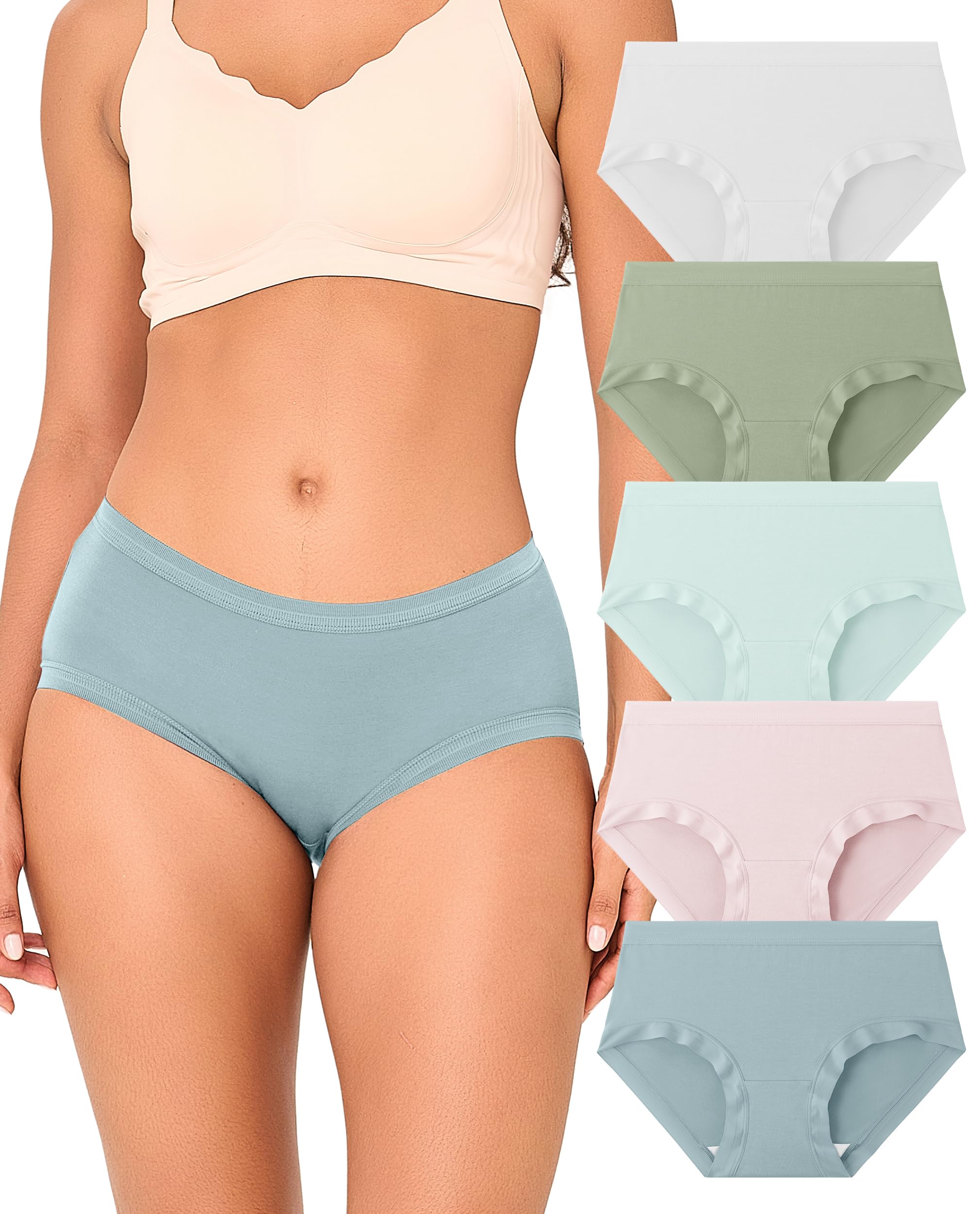 BAMBOO COOL Calzoncillos para mujer, ligeros, absorben la humedad, elásticos, suaves, transpirables, paquete de 5