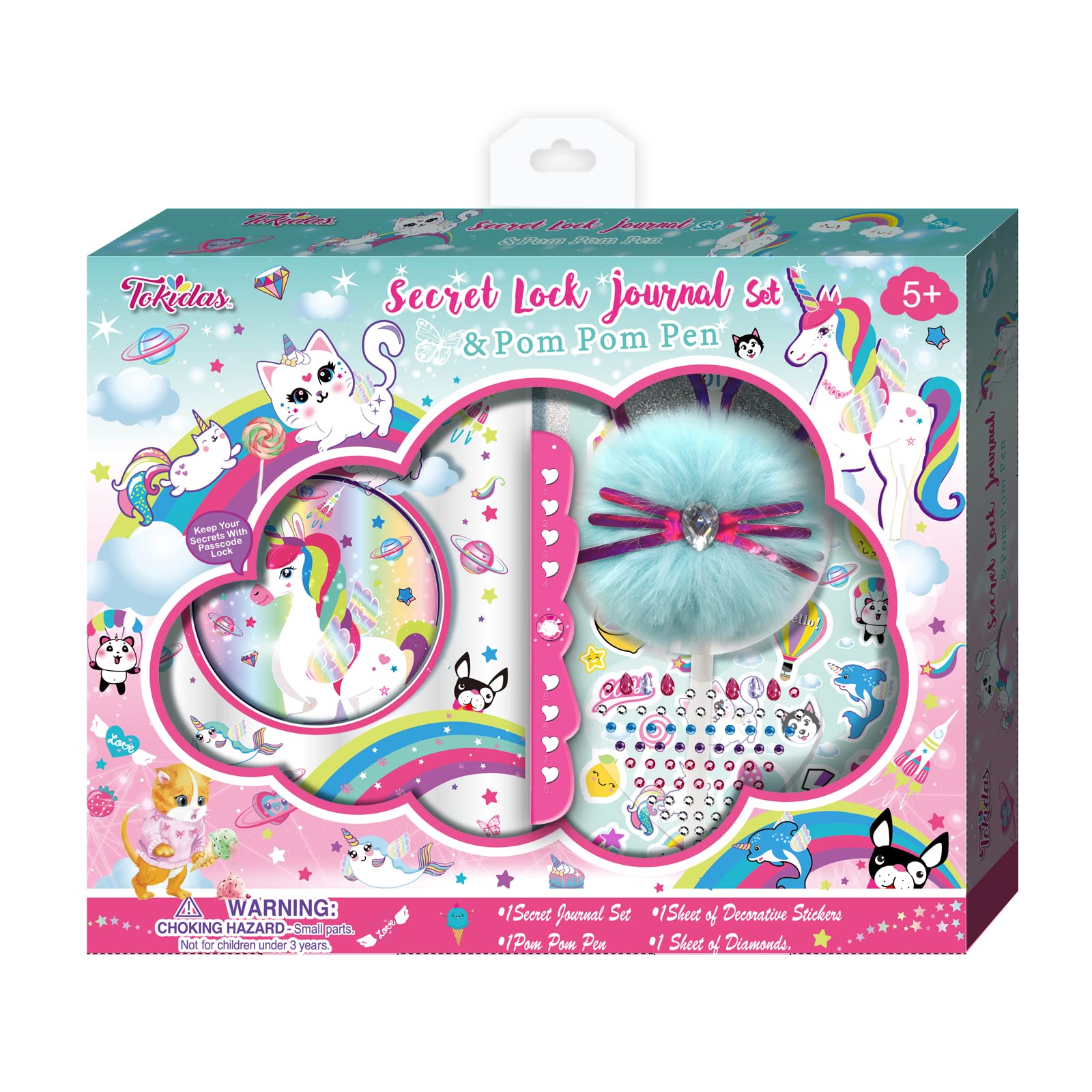 Photo 1 of CHYParty Secret Lock Journal Set DIY Diary Kits Notebook Writing Custom Personalized Diary Girl Toys for Girl Ages 6 7 8 9 10 11 12 Gifts Stationary Set, Valentines Day Gifts for Kids 