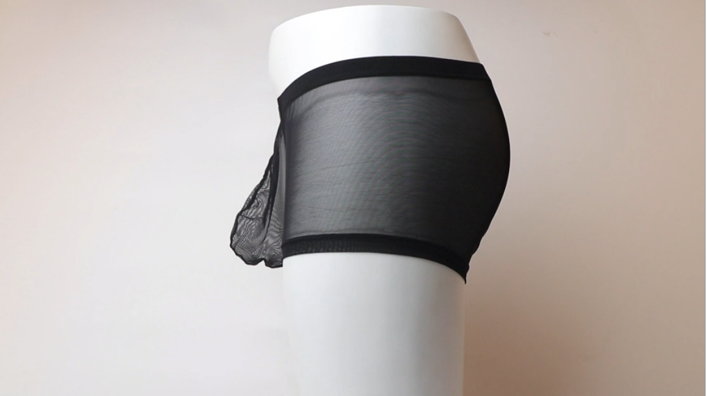 Zonbailon Men's Boxer Shorts Loose Split Side Mesh See-Through Underwear