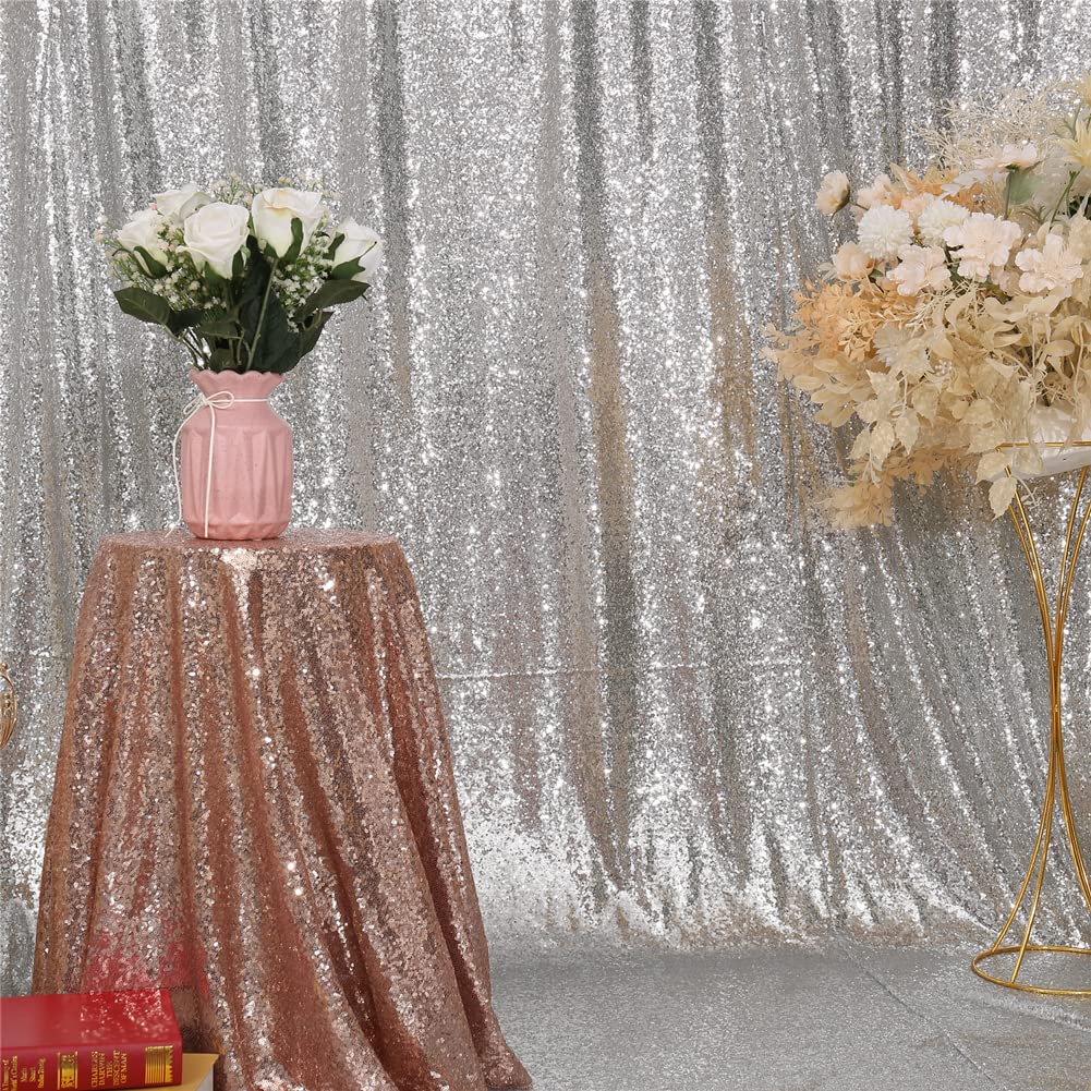 SquarePie Sfondo con paillettes 3,4 m x 3,4 m, tenda argentata per fotografie, fotografie, matrimoni, decorazione patry