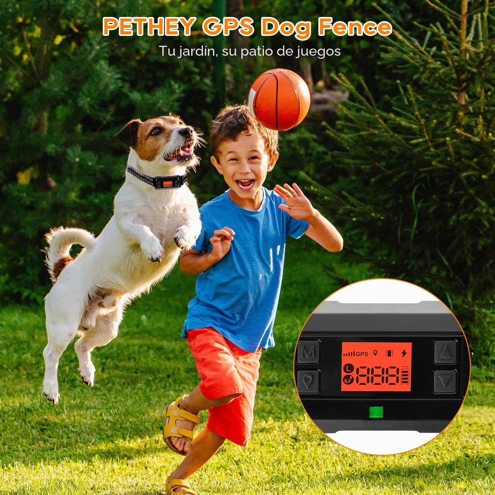Valla inalámbrica a Prueba de Fugas, GPS para Perros al Aire Libre, Mejorado para Perros con Nuevo Chip GPS Inteligente, IPX7 Impermeable Collar GPS para Perros, Radio de hasta 1000m