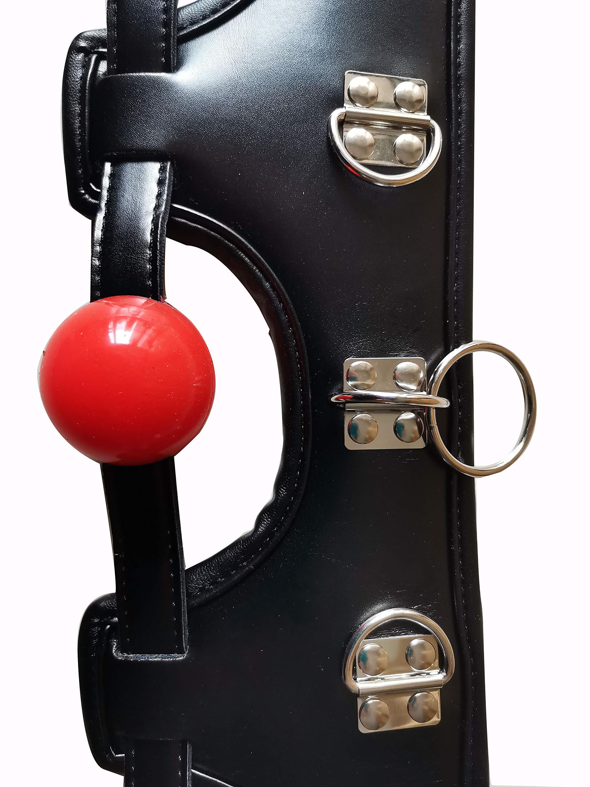 MFMYEE Harnais de bondage avec bâillon à billes en silicone Fetish SM collier en cuir de bondage professionnel corset de cou rembourré