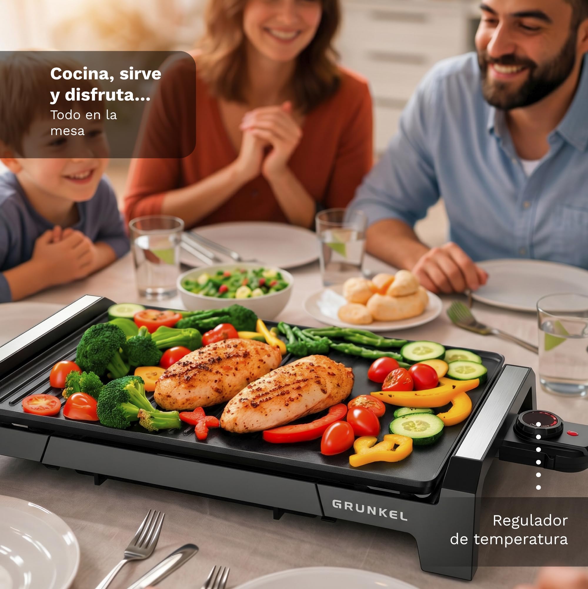 GRUNKEL bk-dh51 Contact Grill de table électrique 2200 W Noir – Barbecue (2200 W, contact Grill, électrique, table, noir, rectangulaire)