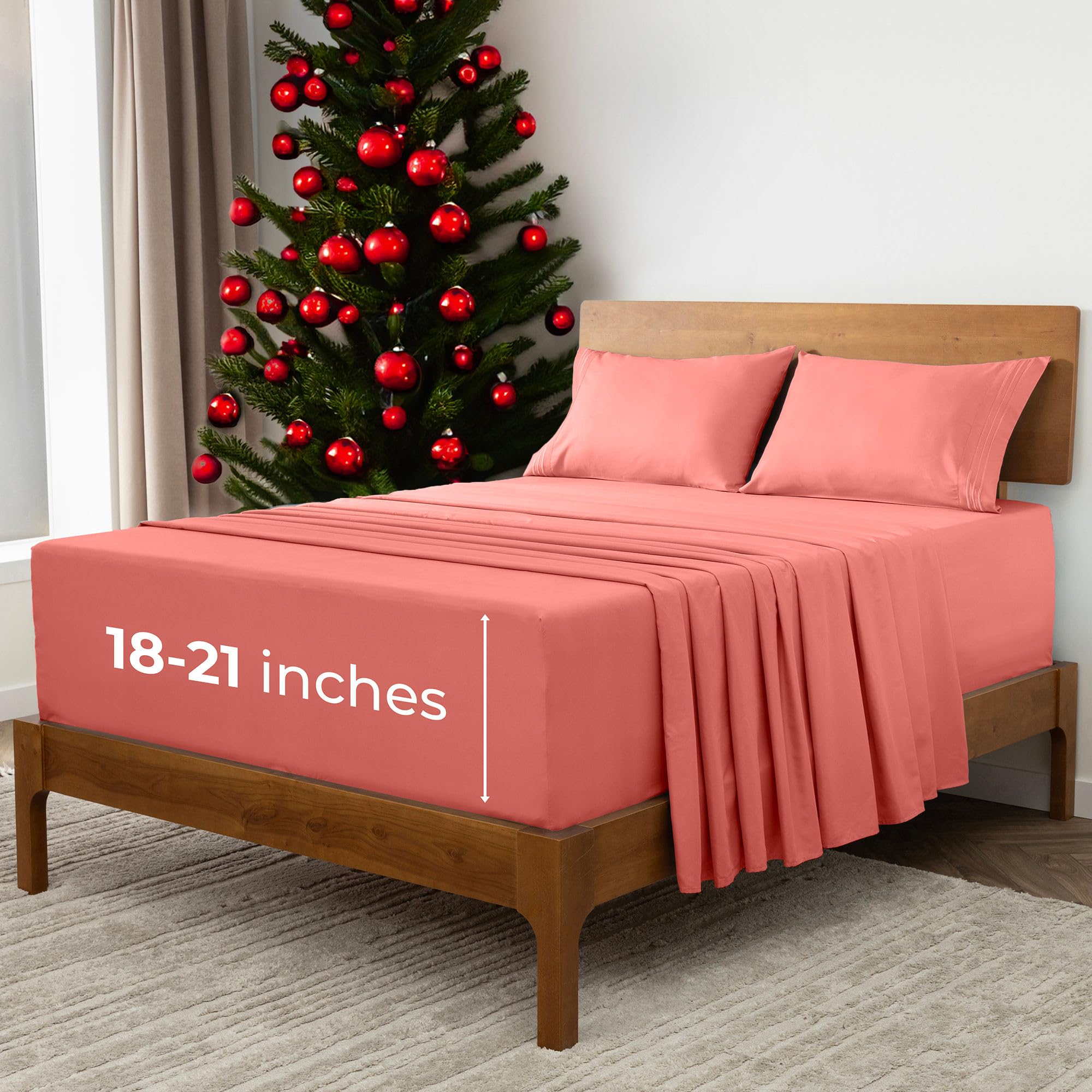 Mellanni Extra Deep King Sheets - 4 PC Iconic Collection Bedding - Hotel Luxury Ultra Soft Cooling Bed