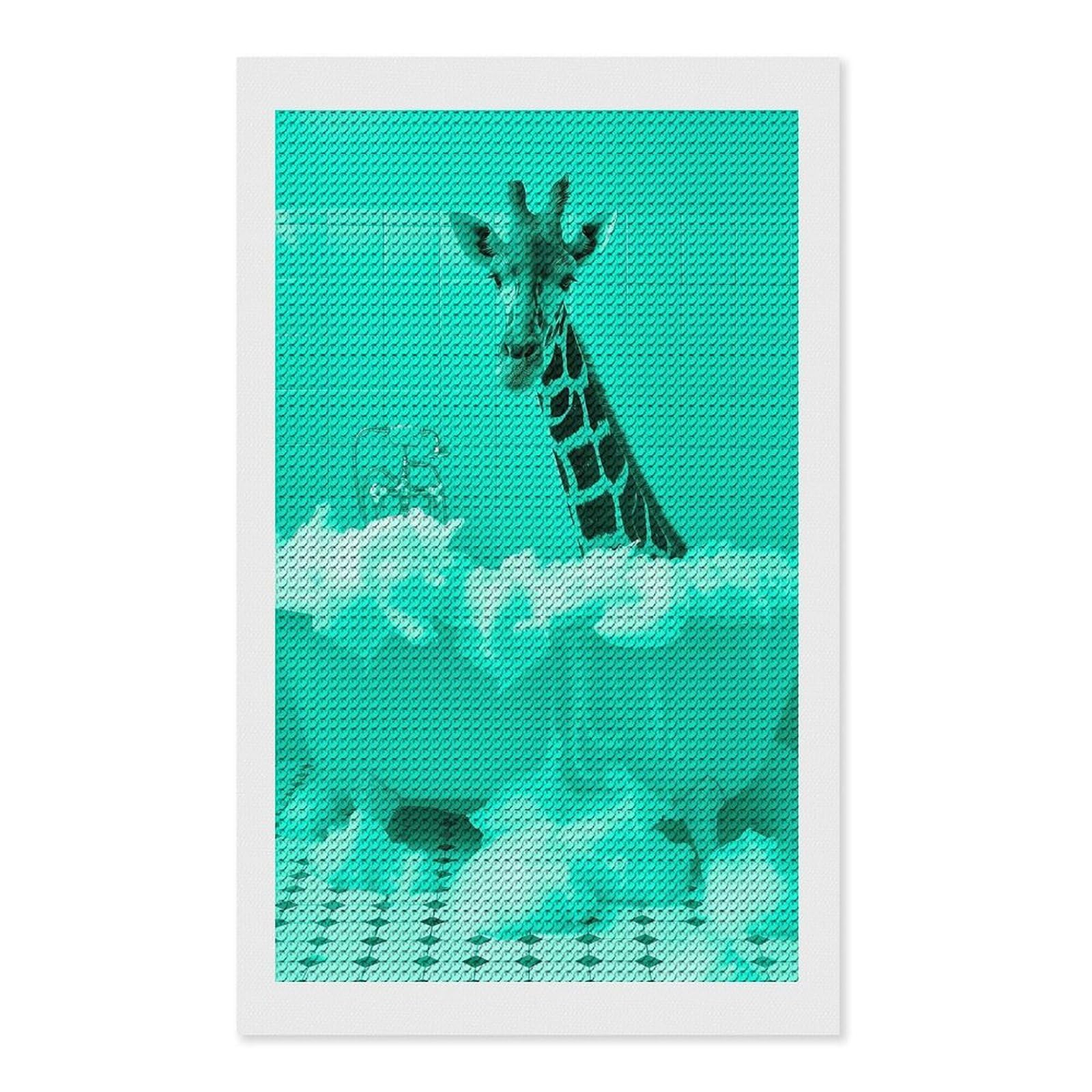 Junmoney Giraffe in A Bathtube Diamond Art Canvas 12"x20", for Adults, Pleasing Wall Art Project, Modern Decor, Gift Idea, Nice Detail and Sparkle