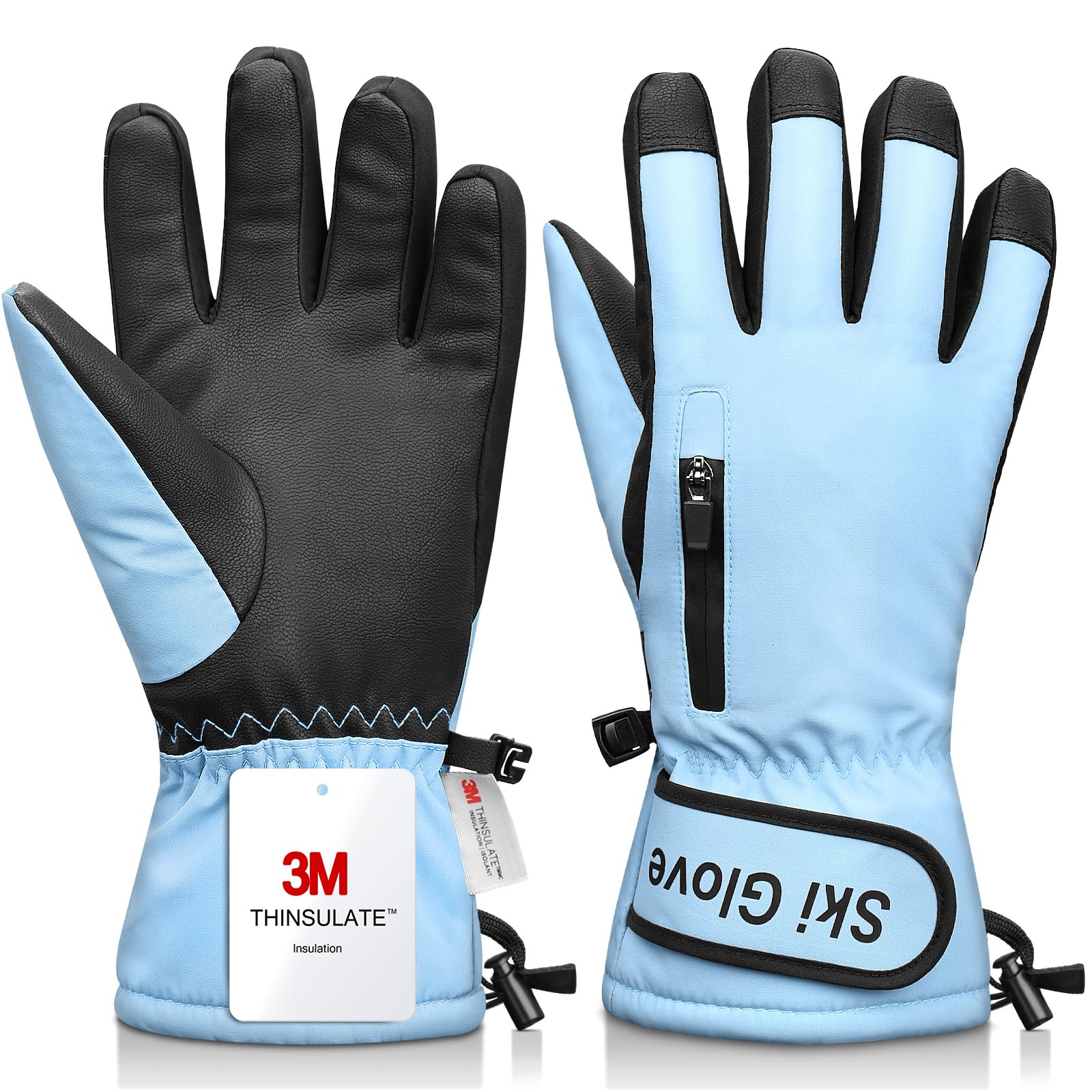 Snow Gloves,Ski Gloves Winter Warm and Waterproof Cold Weather Gloves-for Parent Boys Girls
