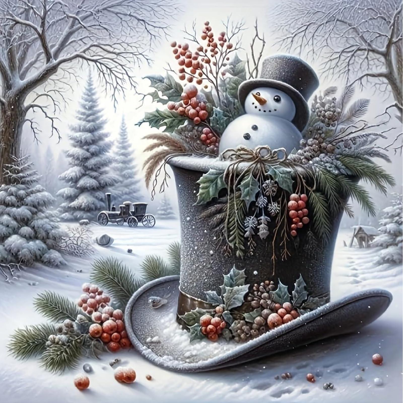 Jakener Christmas Diamond Art Kits for Adults Beginners,Snowman Diamond Painting Kits for Adults,5D Full Drill DIY Diamond Dot Gem Art Kit Wall Home Decor Arts Craft 14x14 inch
